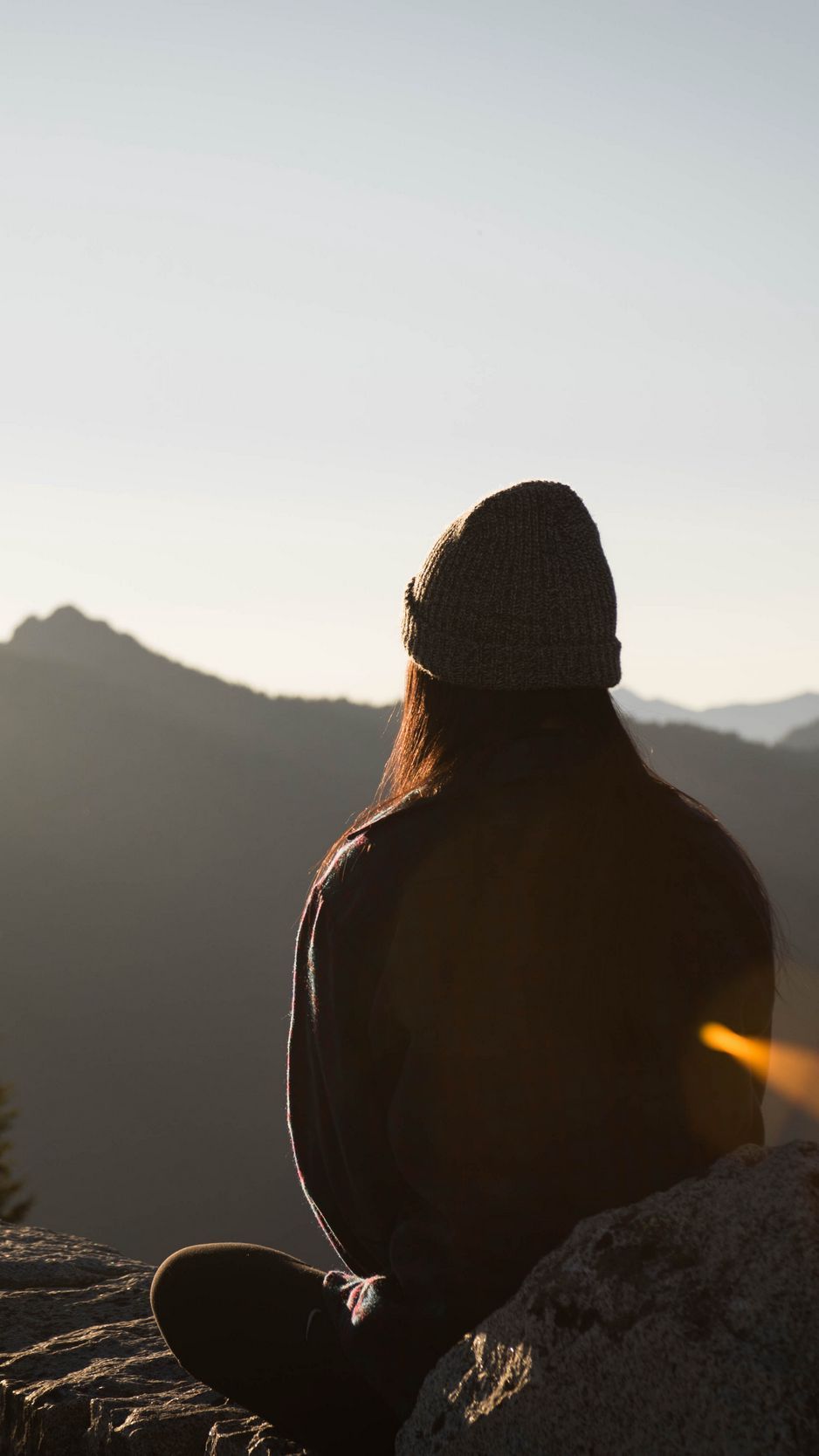 938x1668 Download Wallpaper 938x1668 Silhouette, Mountains, Solitude, Loneliness, Girl Iphone 8 7 6s 6 For Parallax HD Background