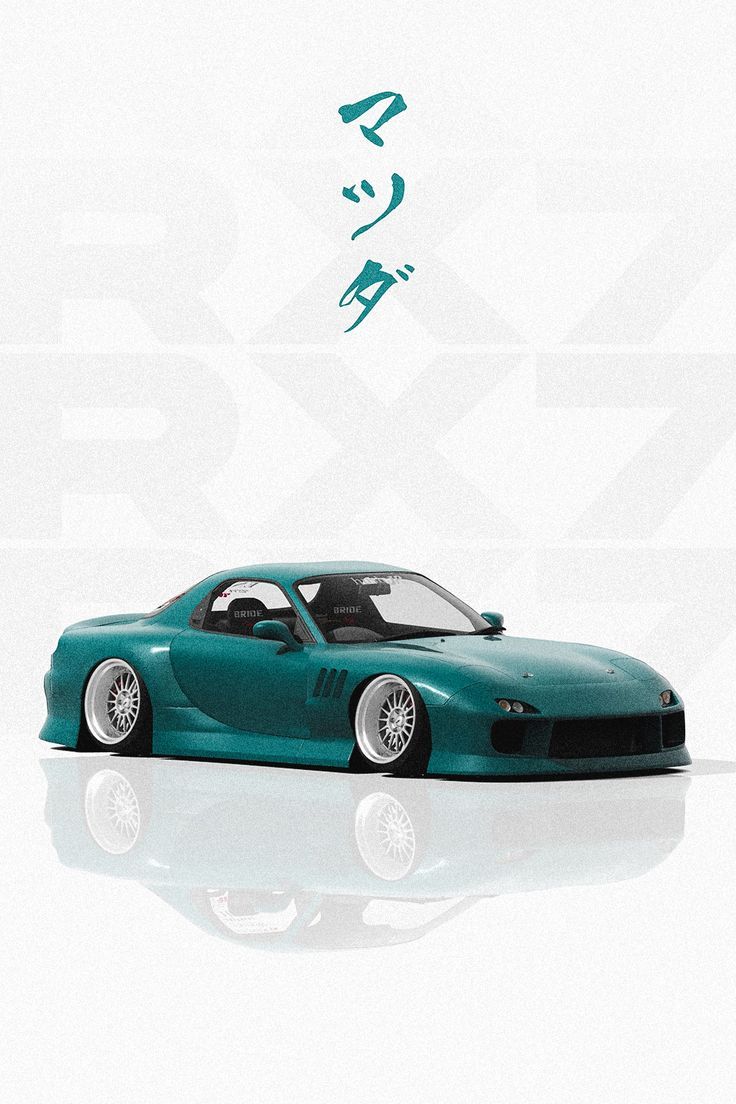 736x1104 Green JDM Mazda RX7 FD Japanese Poster Wallpaper