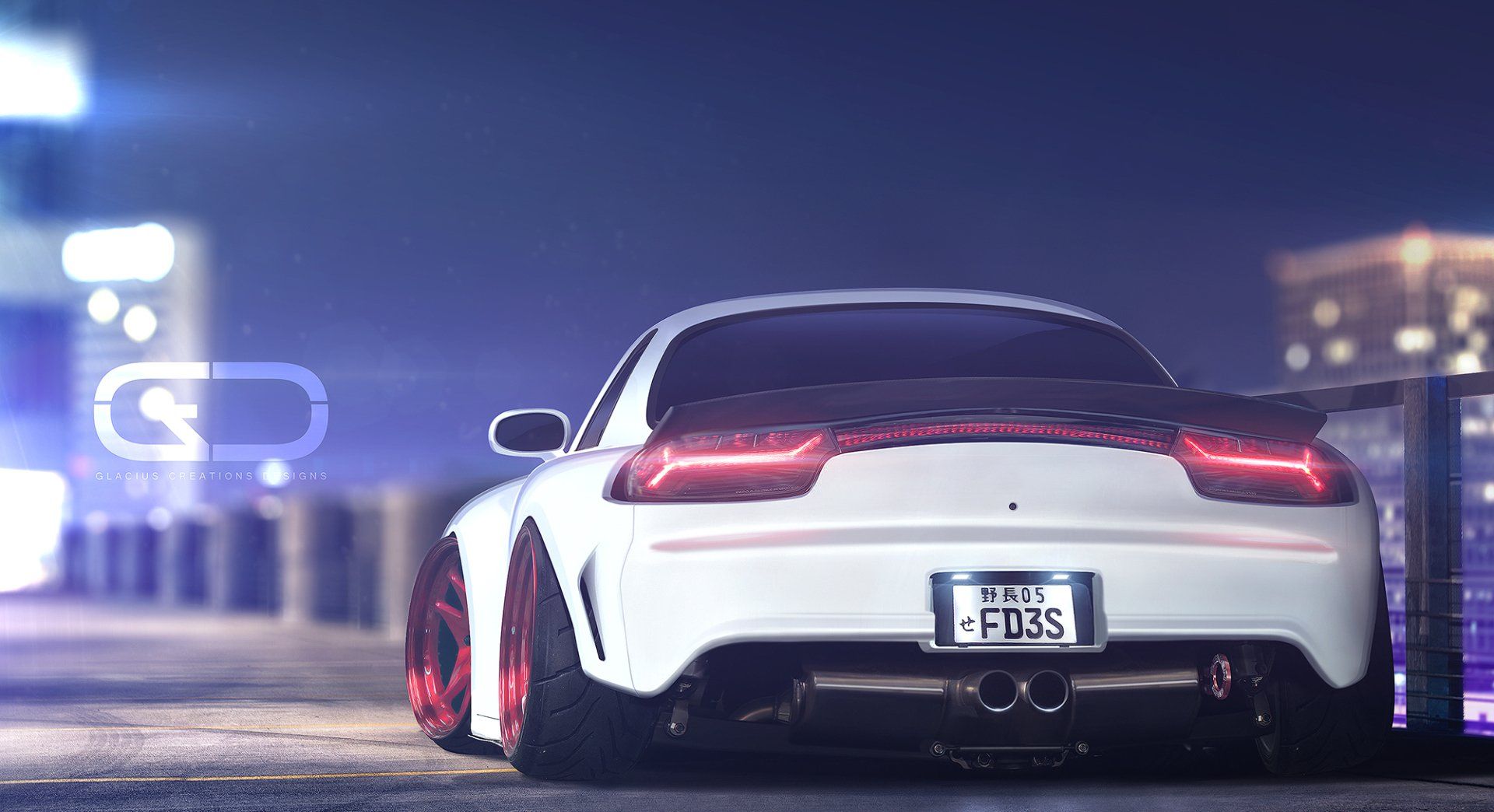 1920x1044 HD Wallpaper: Sleek White Mazda RX 7 By Glacius Creations Designsx1087