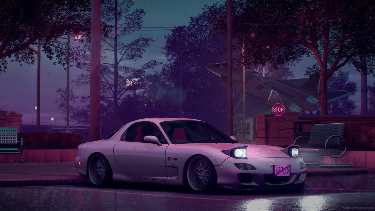 1280x720 Mazda RX 7 FD Purple Neon Live Wallpaper PC (4K)