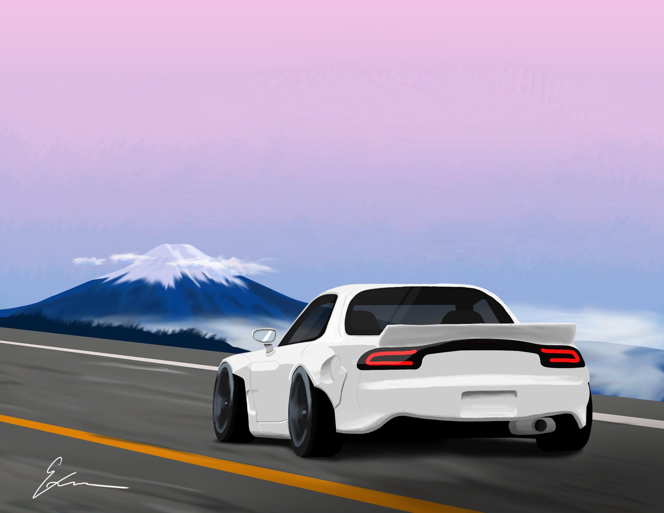 2200x1700 My Drawing Of An RX 7 With Mt. Fuji