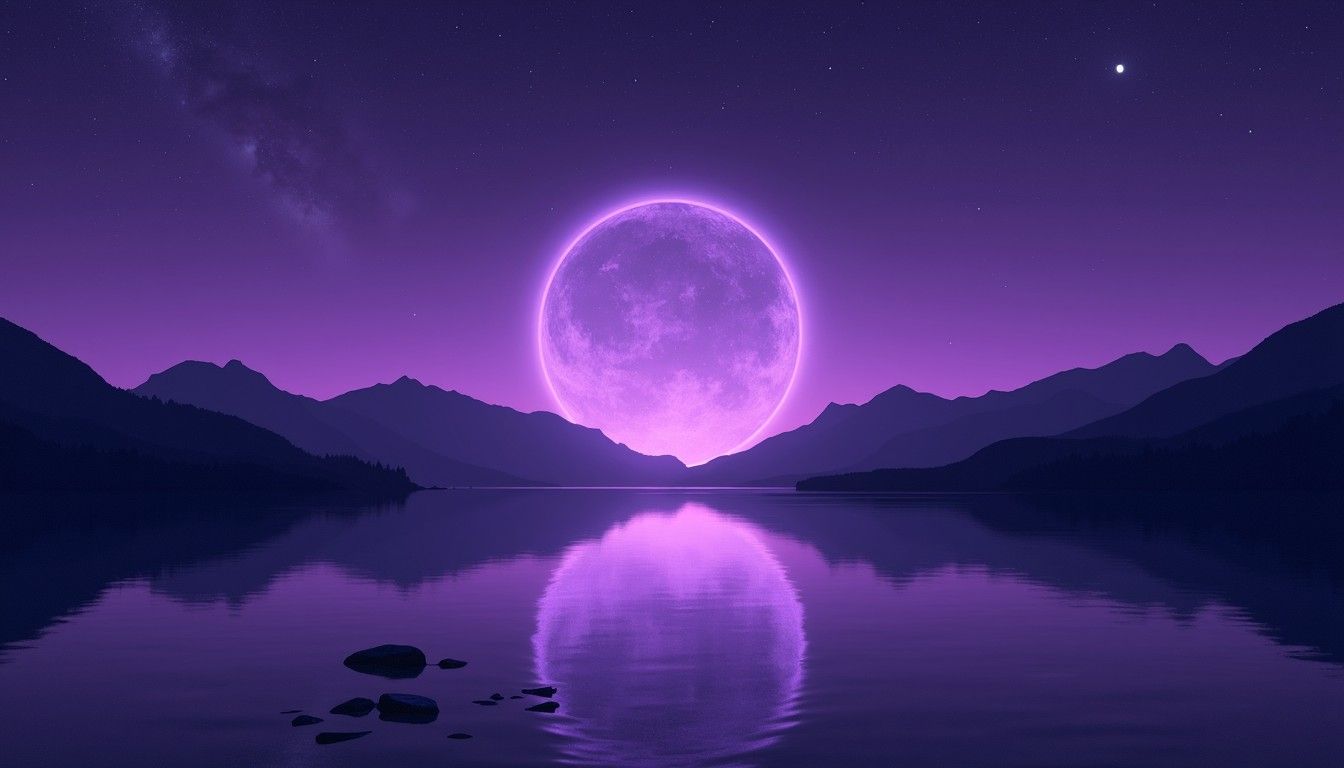 1344x768 Free Violet Moon Reflection Image, Moon, Reflection