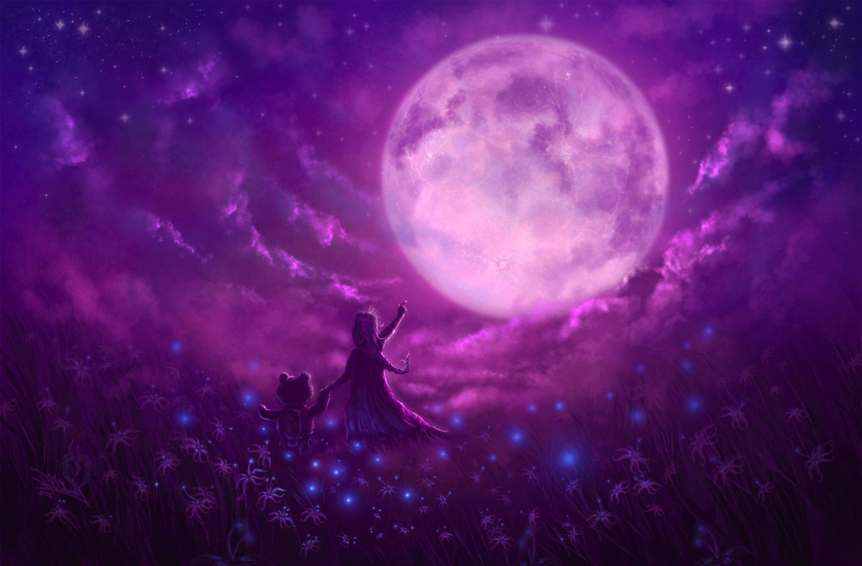 3000x1970 Wallpaper Purple and Blue Galaxy Illustration, Background Free Image