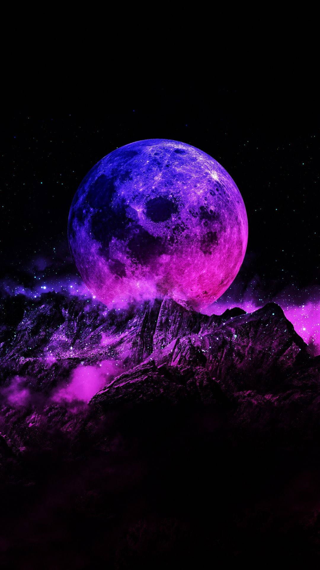 1080x1920 Moon Phone Purple Art Wallpaper