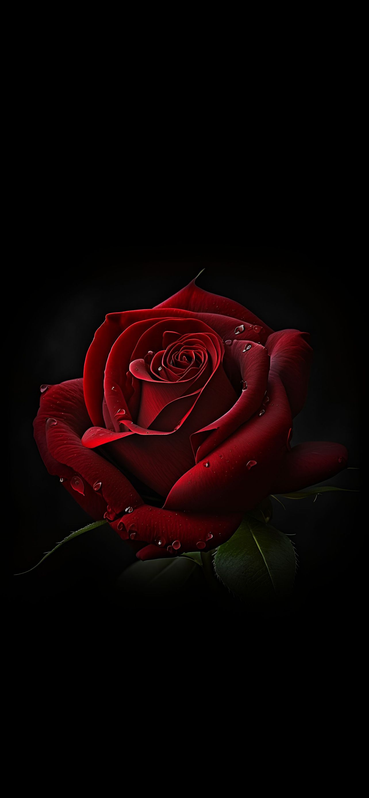 1284x2778 Download Red Rose, Flower, Drops, Rose, Amoled Wallpaper in 1284x2778 Resolution
