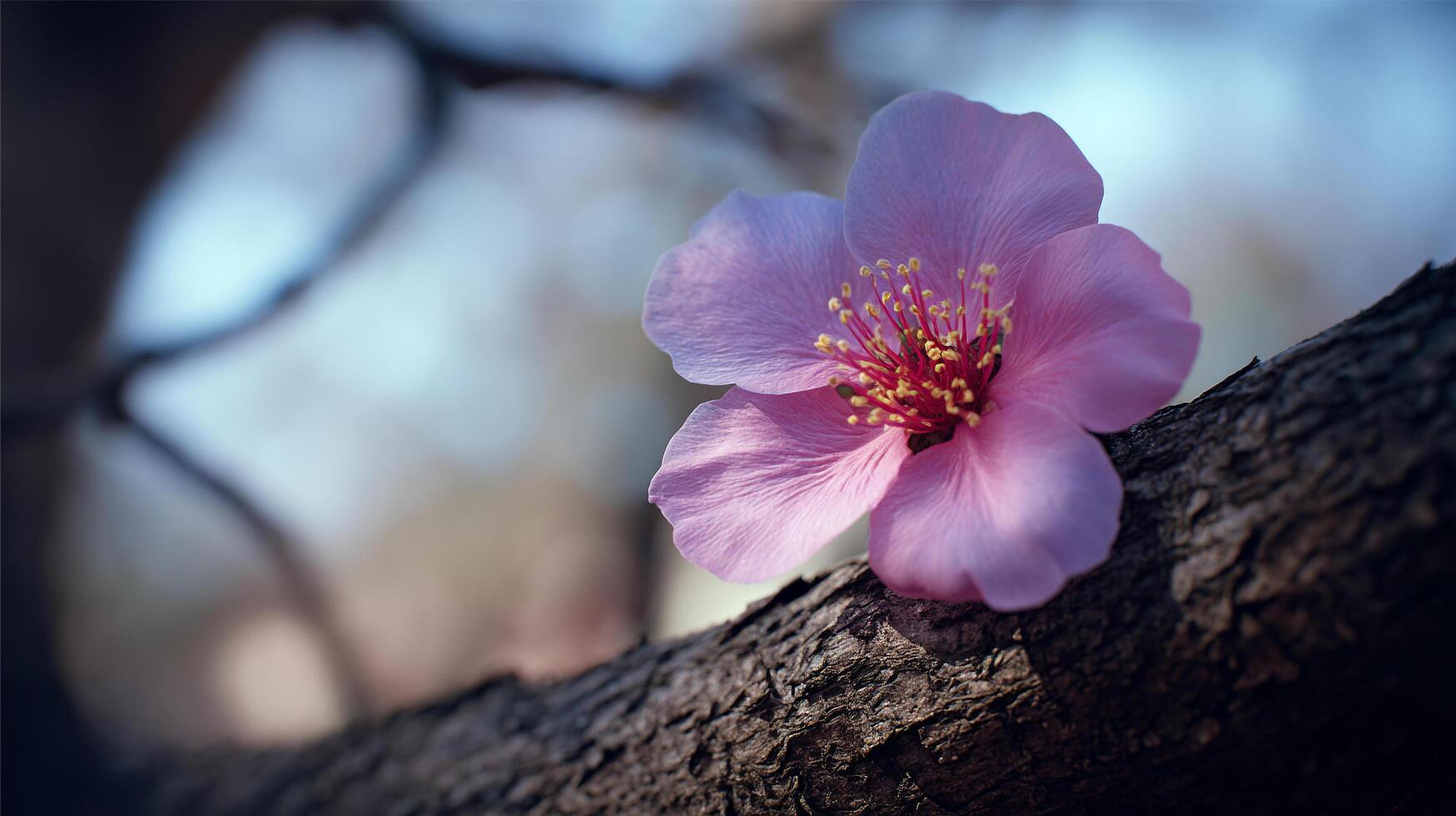 1749x980 Nature inspired flower wallpaper with soft tones and depth