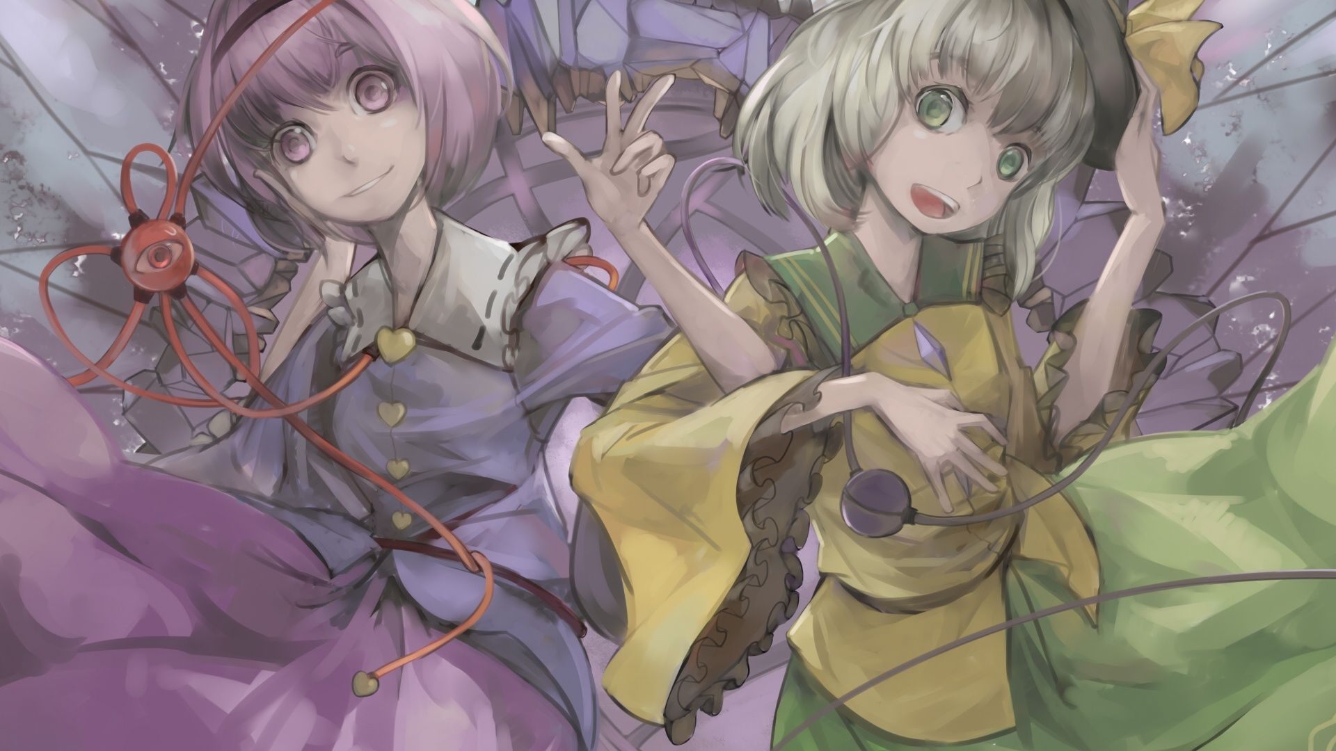 1920x1080 Wallpaper girl, joy, art, touhou, Komeiji Satori, Komeiji Koishi for mobile and desktop, section аниме, resolution 1920x1080