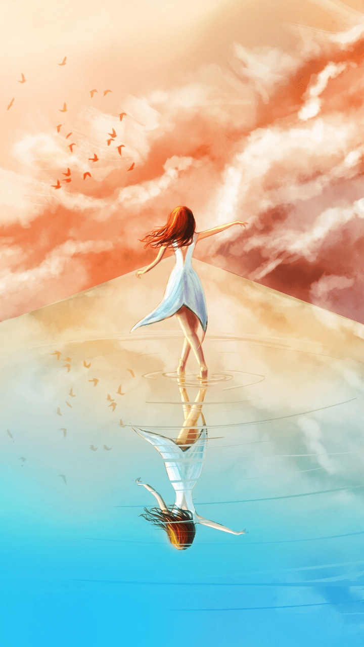 720x1280 Wallpaper People in Nature, Happy, Painting, Art, Landscape, Background Free Image