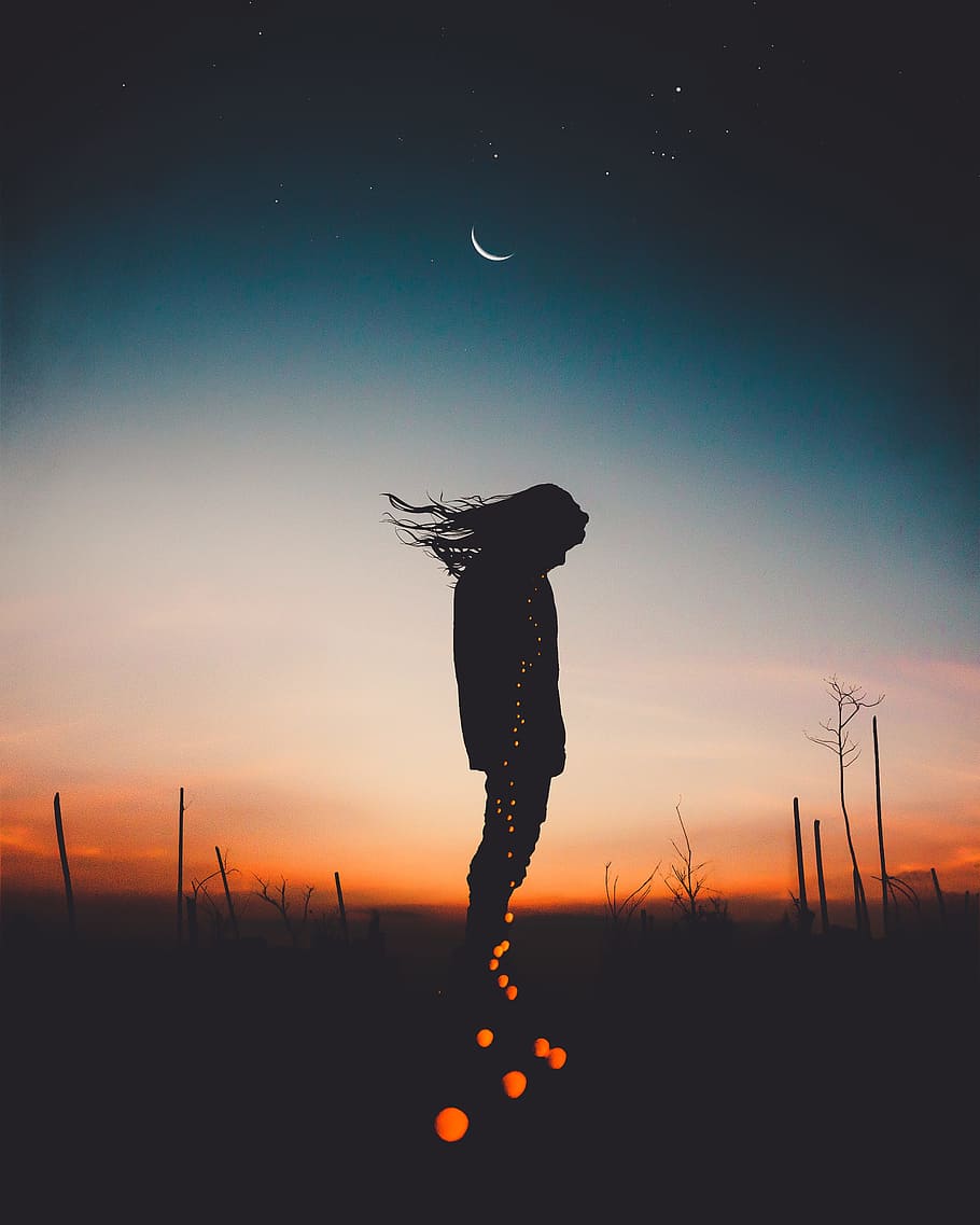 910x1137 dawn, nature, sky, person, backlit, dark, dusk, girl