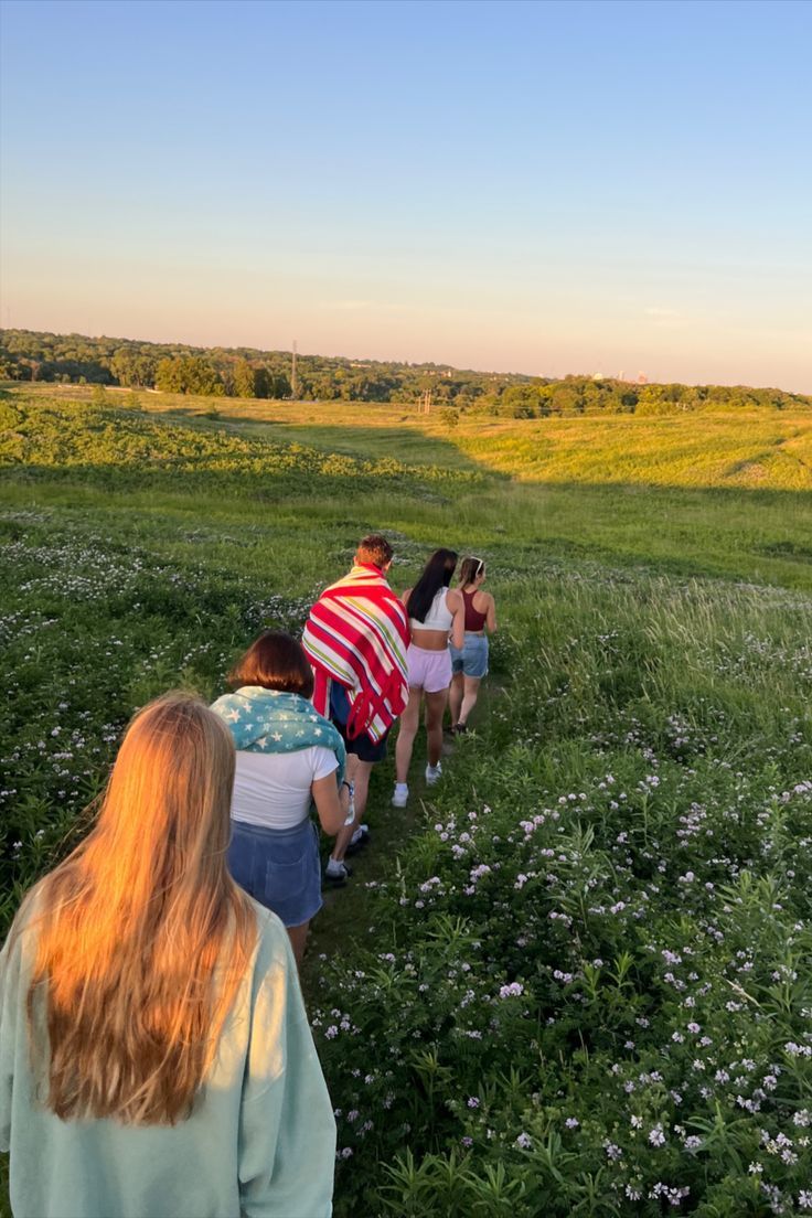 736x1104 Summer hike with friends in field -aesthetic photo