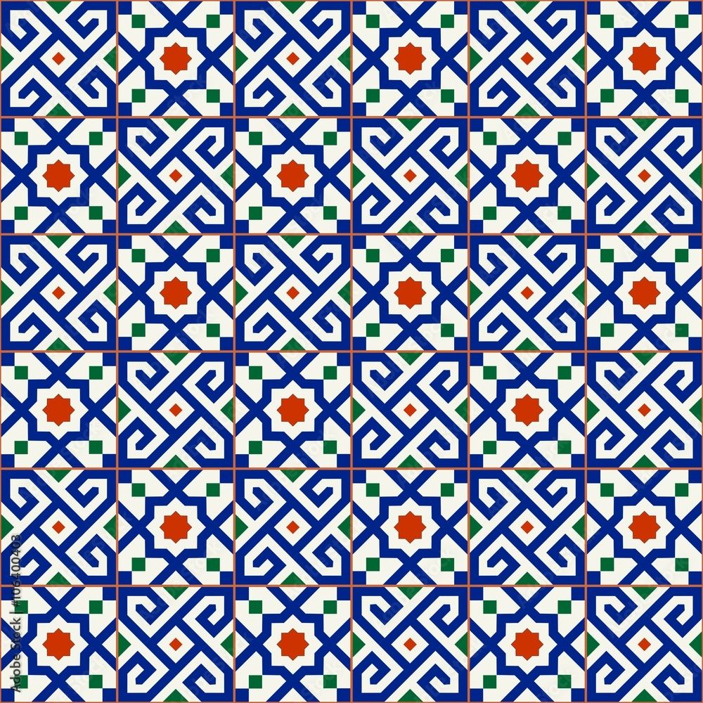 1000x1000 Geometric seamless pattern white Turkish, Moroccan, Portuguese tiles, Azulejo, Arabic ornament. Islamic art. Can be used for wallpaper, pattern fills, web page background, surface textures. Stock Vector