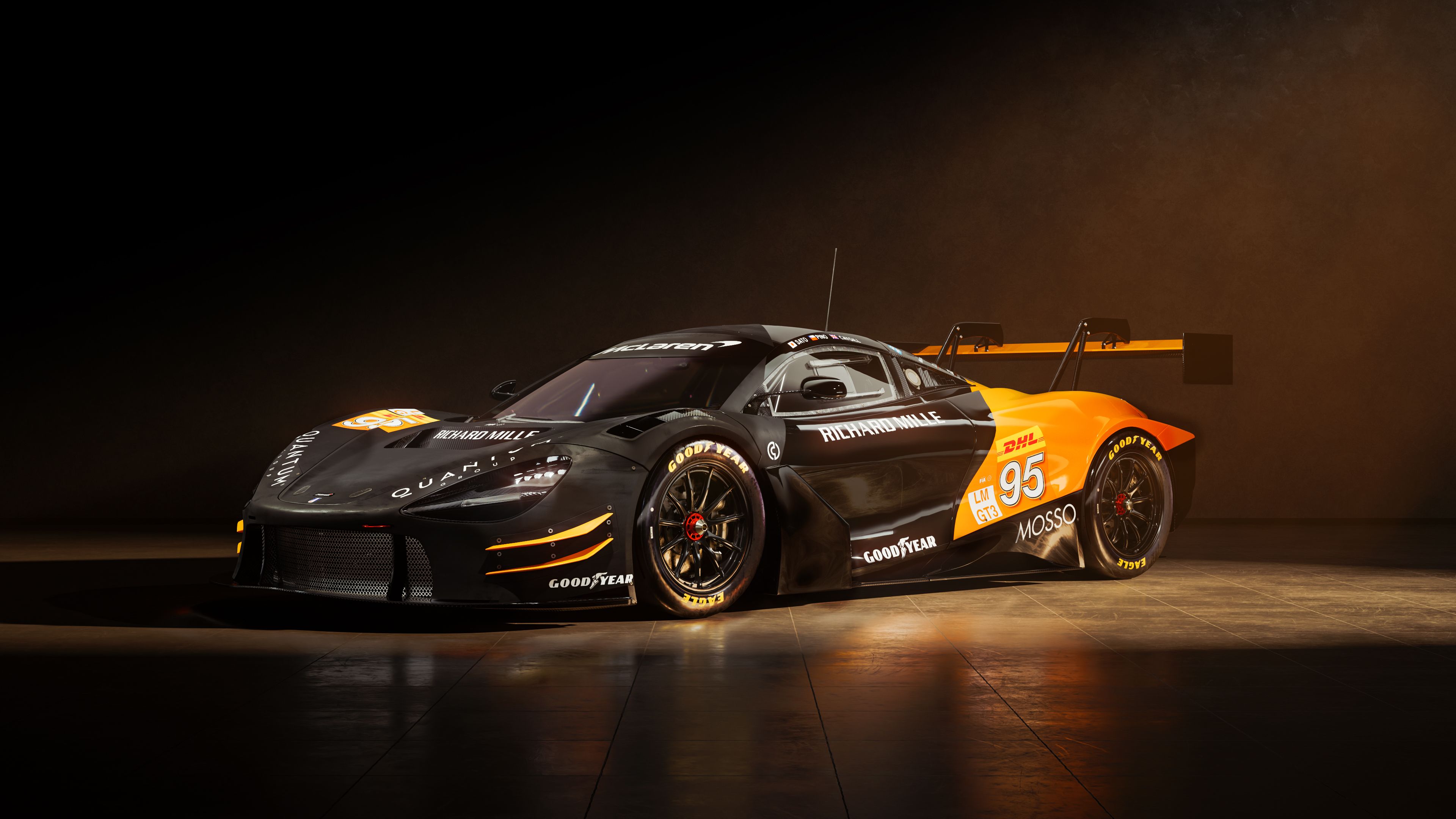 3840x2160 Orange Black McLaren 720S GT3 EVO Car 4K HD Cars Wallpaper