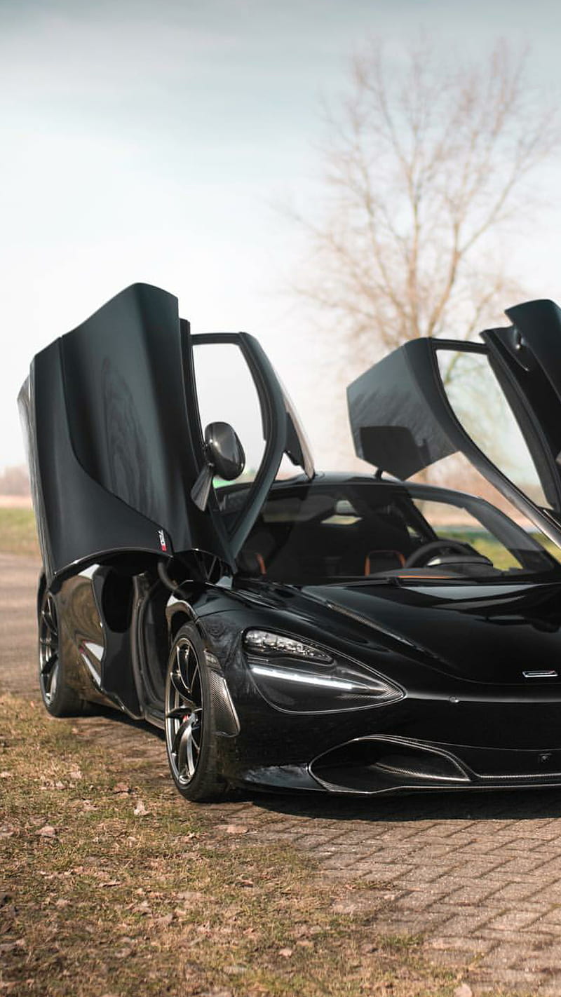 800x1422 Butterfly doors, 720s, black, butterfly, car, mclaren, new, esports, supercar, HD phone wallpaper