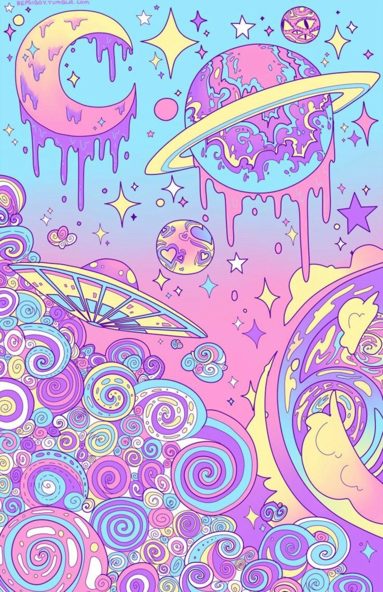 Premium Vector  Seamless pattern kawaii cute planet in space galaxy print  for wallpaper wrapping printing fabri