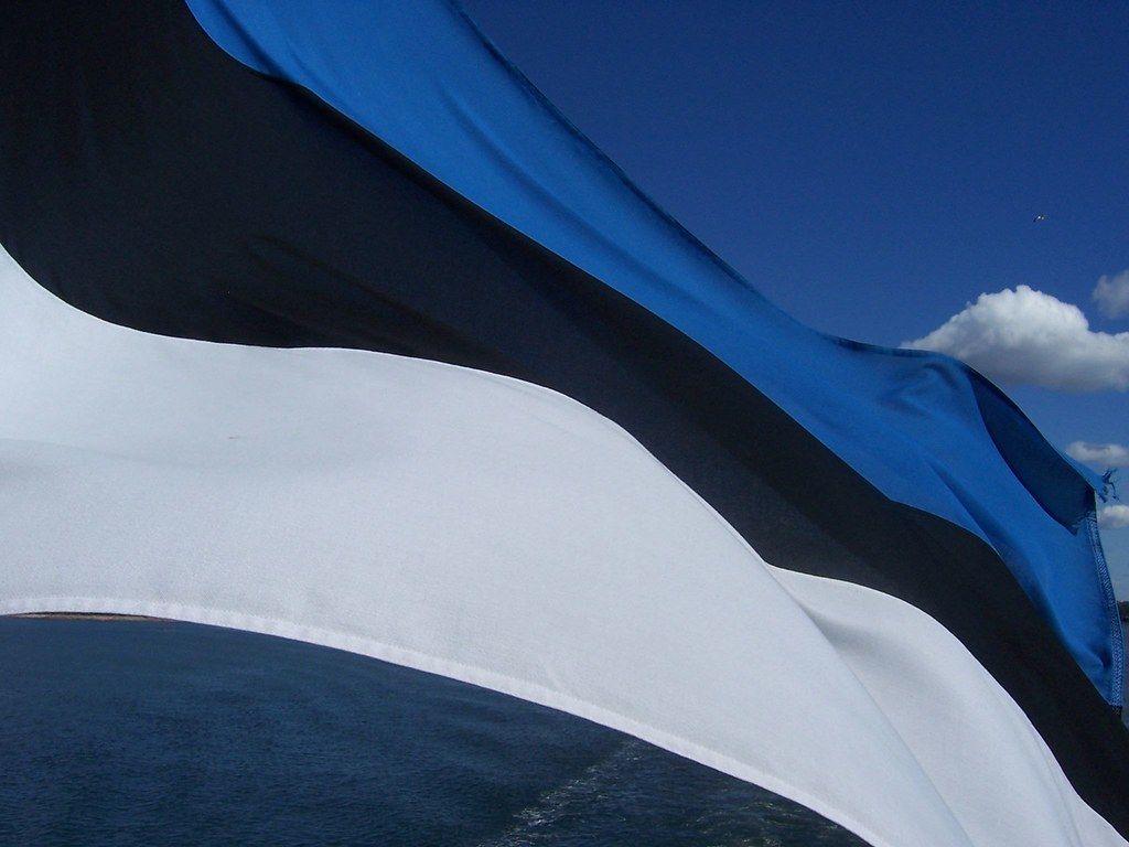 1024x768 Estonian Flag in the wind