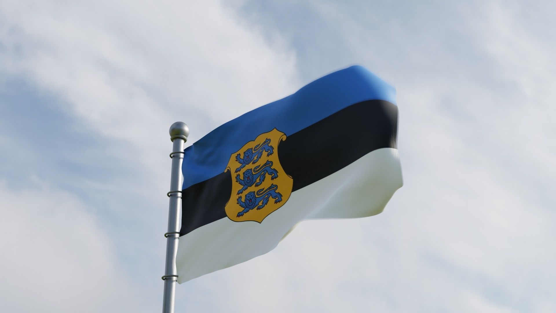 1920x1080 Animated Estonia Flags 3D model animated