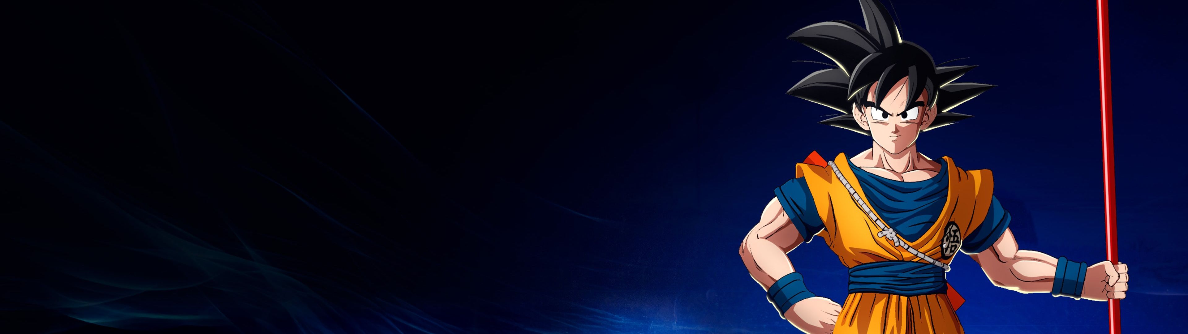 3840x1080 Son Goku Wallpaper 4K, Power Pole, Dark blue