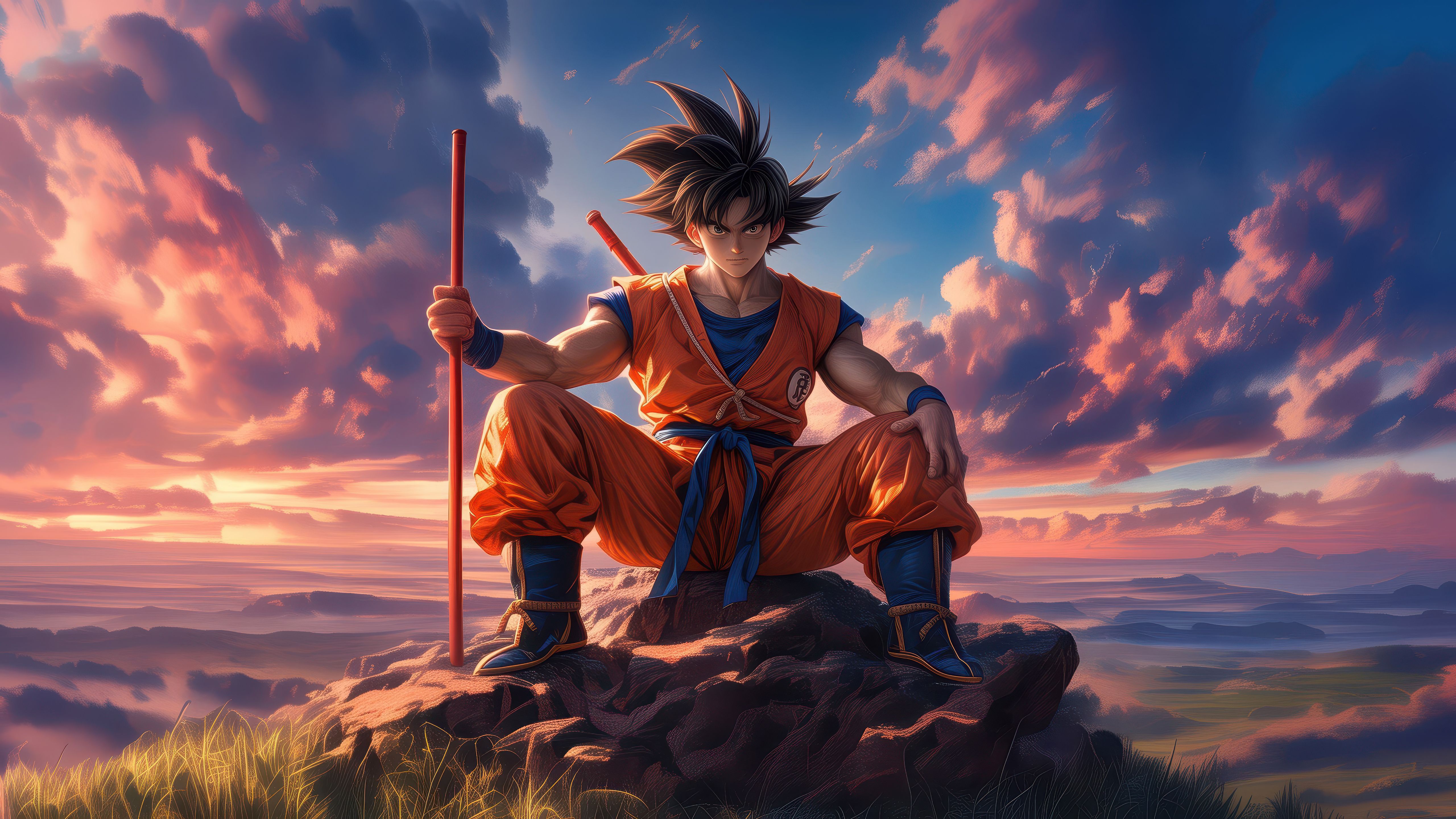5120x2880 Goku Wallpaper 4K, Power Pole, Dragon Ball, 5K