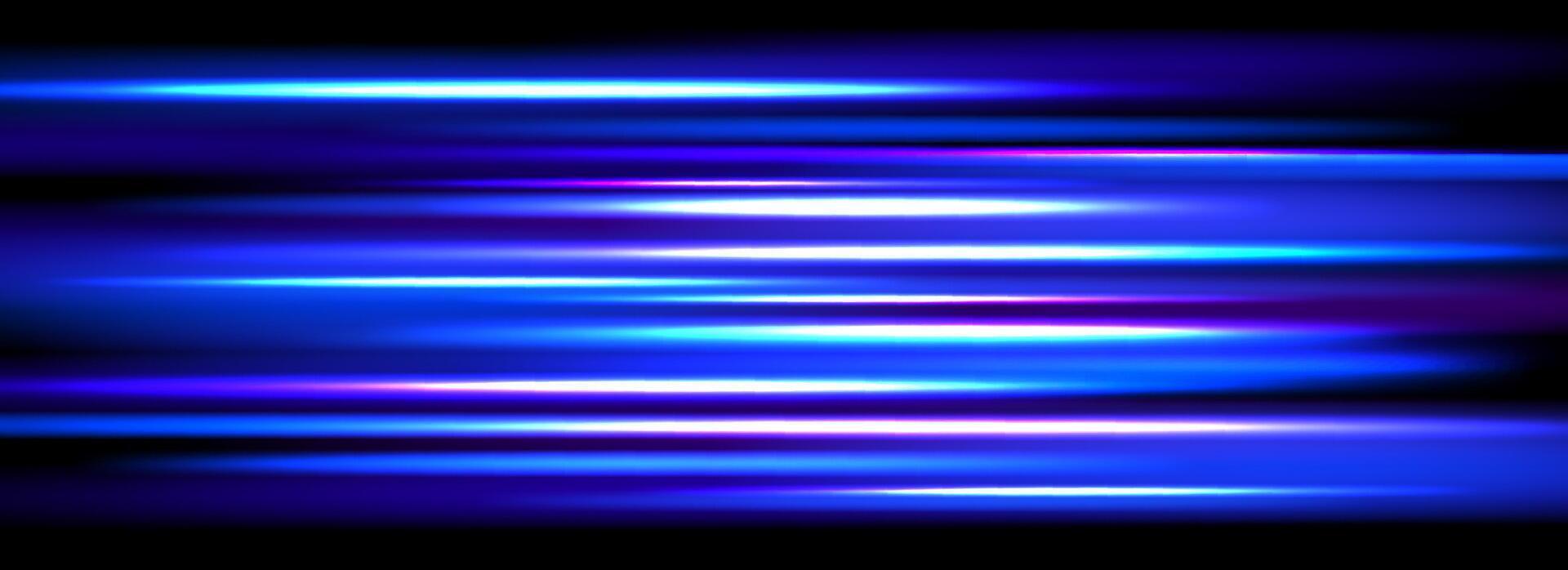 1920x698 Neon glowing horizontal stripes background. Blue purple speed light effect. Magic trail flare lines texture. Luminous laser beams and rays wallpaper. Sparkling neon streaks backdrop