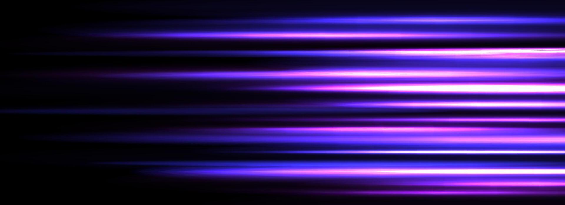 1920x698 Neon glowing horizontal stripes background. Bright purple speed light effect. Magic trail flare lines texture. Luminous laser beams and rays wallpaper design. Futuristic neon streaks backdrop
