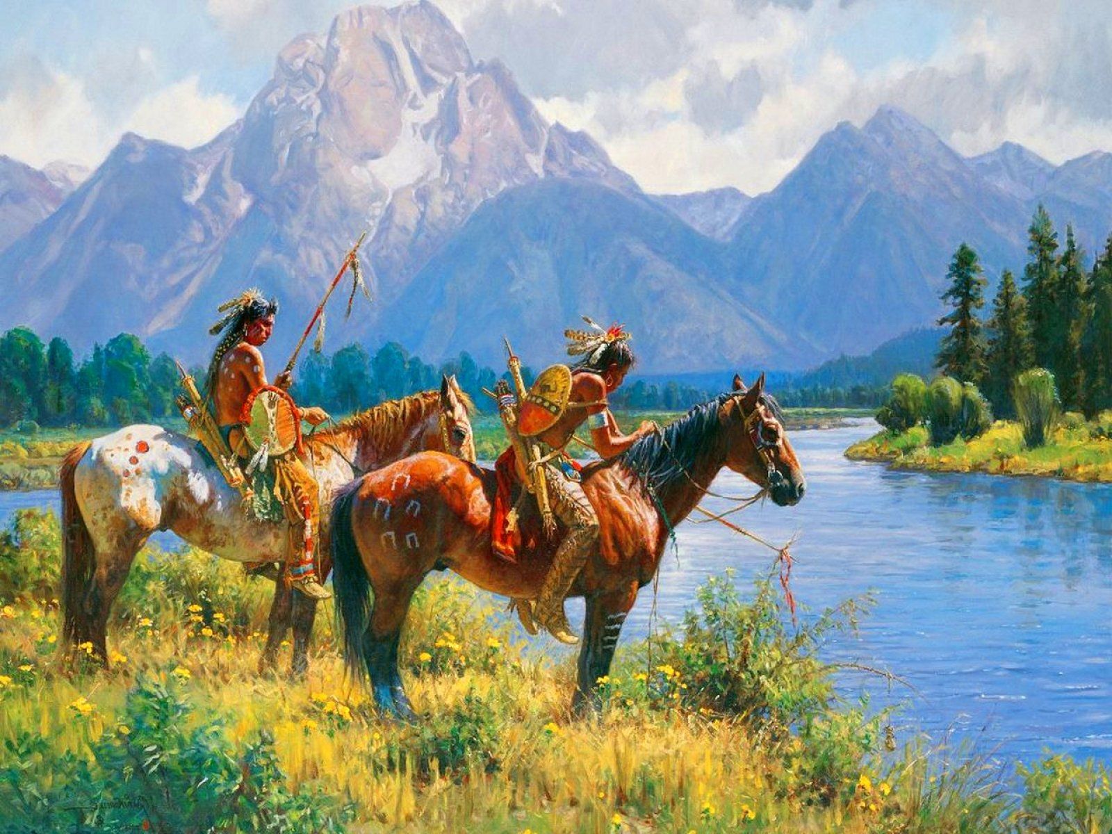 1600x1200 native, American, Western, Indian, Art, Artwork, Painting, People, Warrior Wallpaper HD / Desktop and Mobile Background