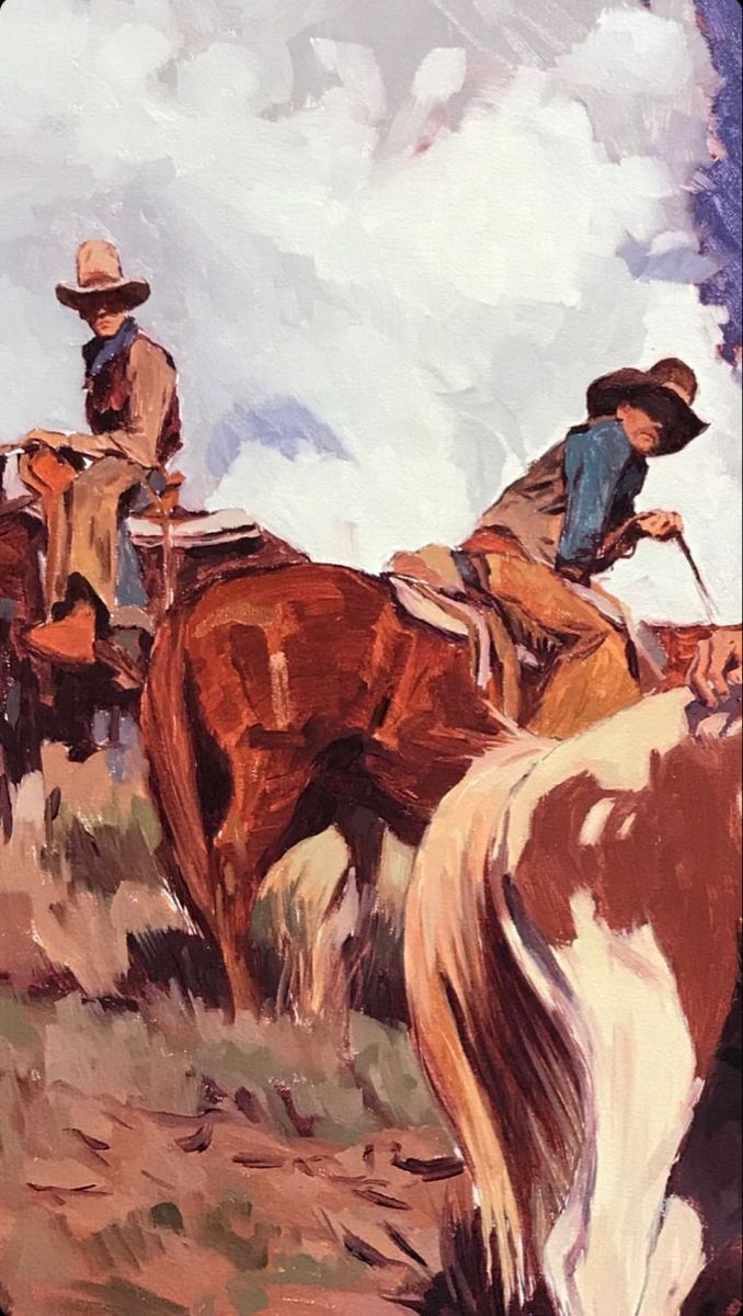 678x1200 Western painting wallpaper. Cowboy painting wallpaper, Old west art, Western artwork