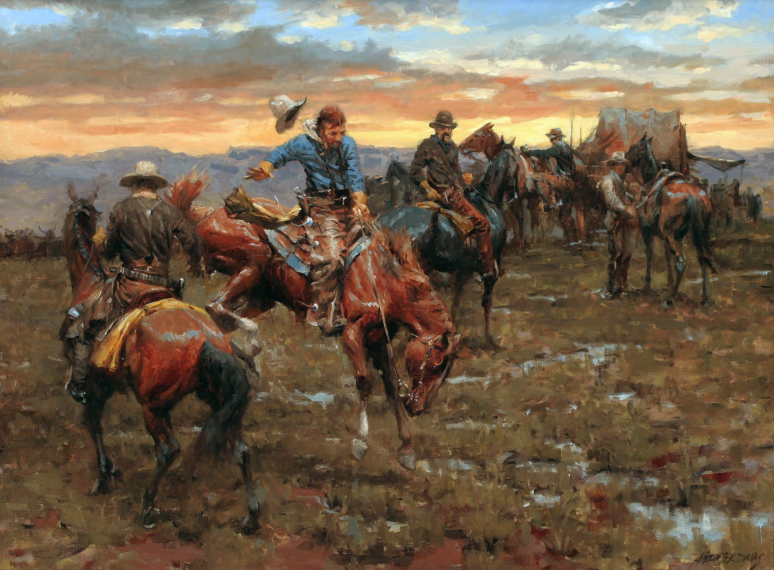 2553x1882 Oil Western Painting Wallpaper