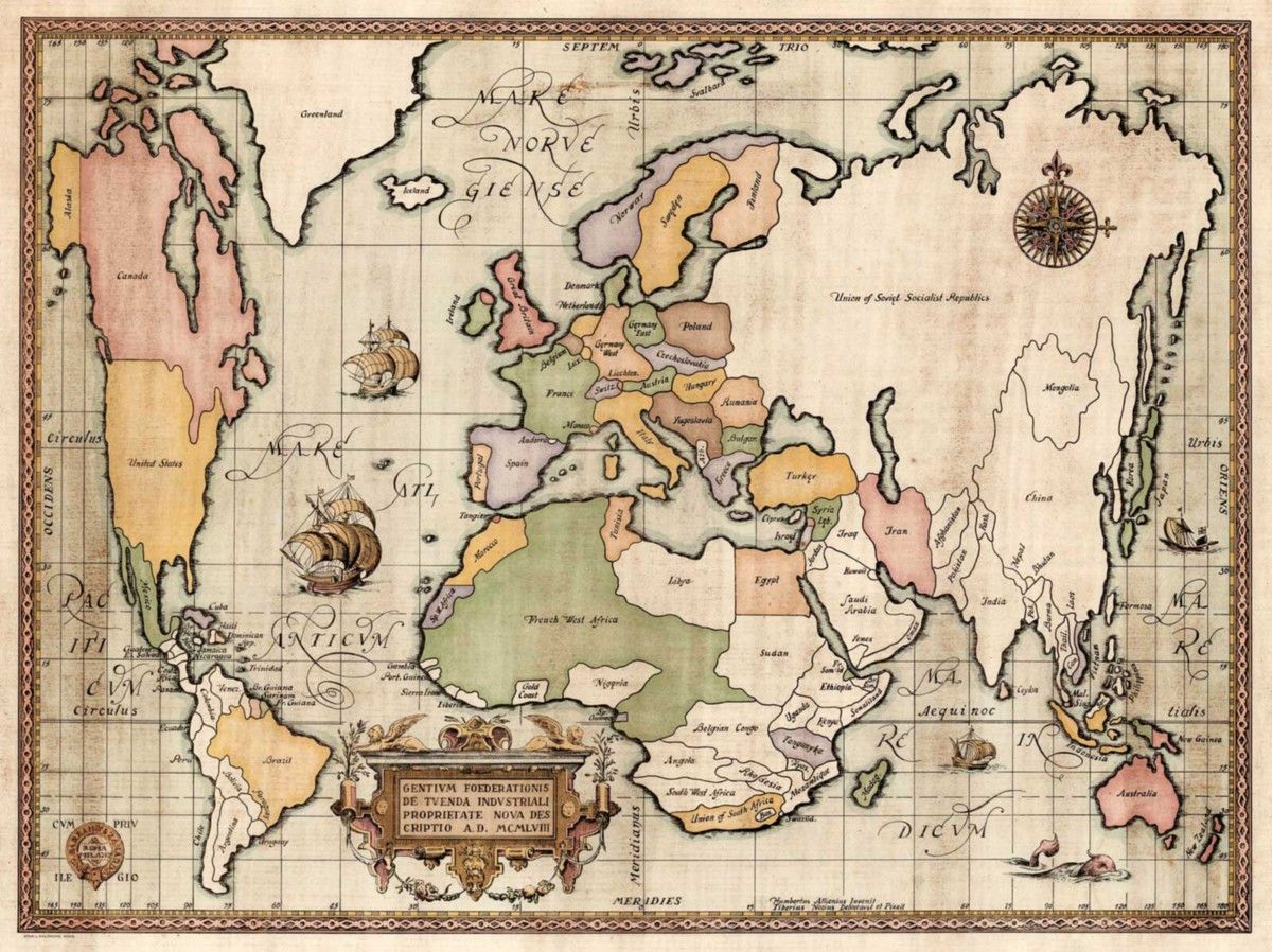 1200x898 World Map Old Look Distorted Mercator Projection Fun Wall Art Poster Decor
