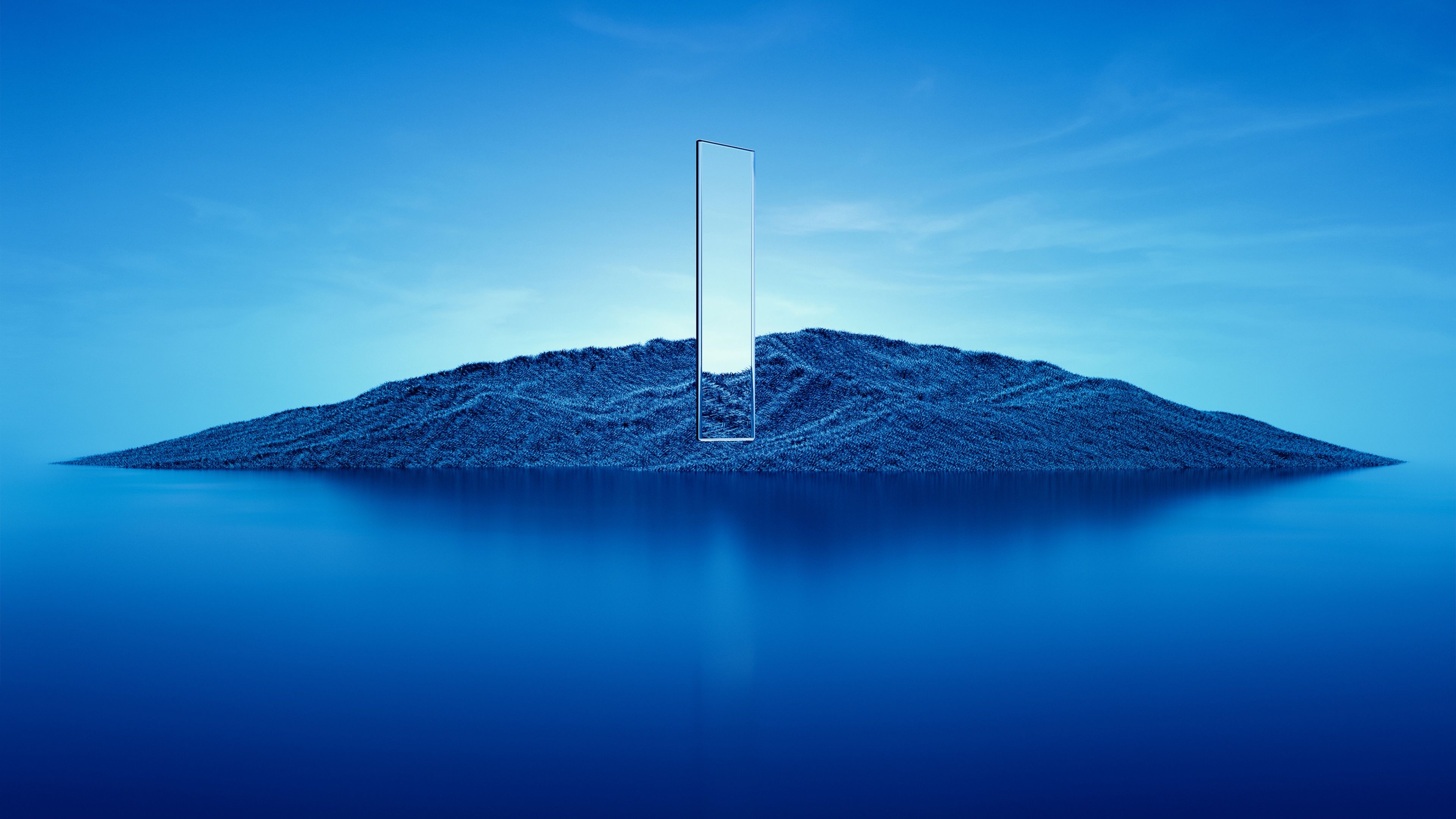 3840x2160 Island Wallpaper 4K, Glass, Illumination, Blue, Scenic