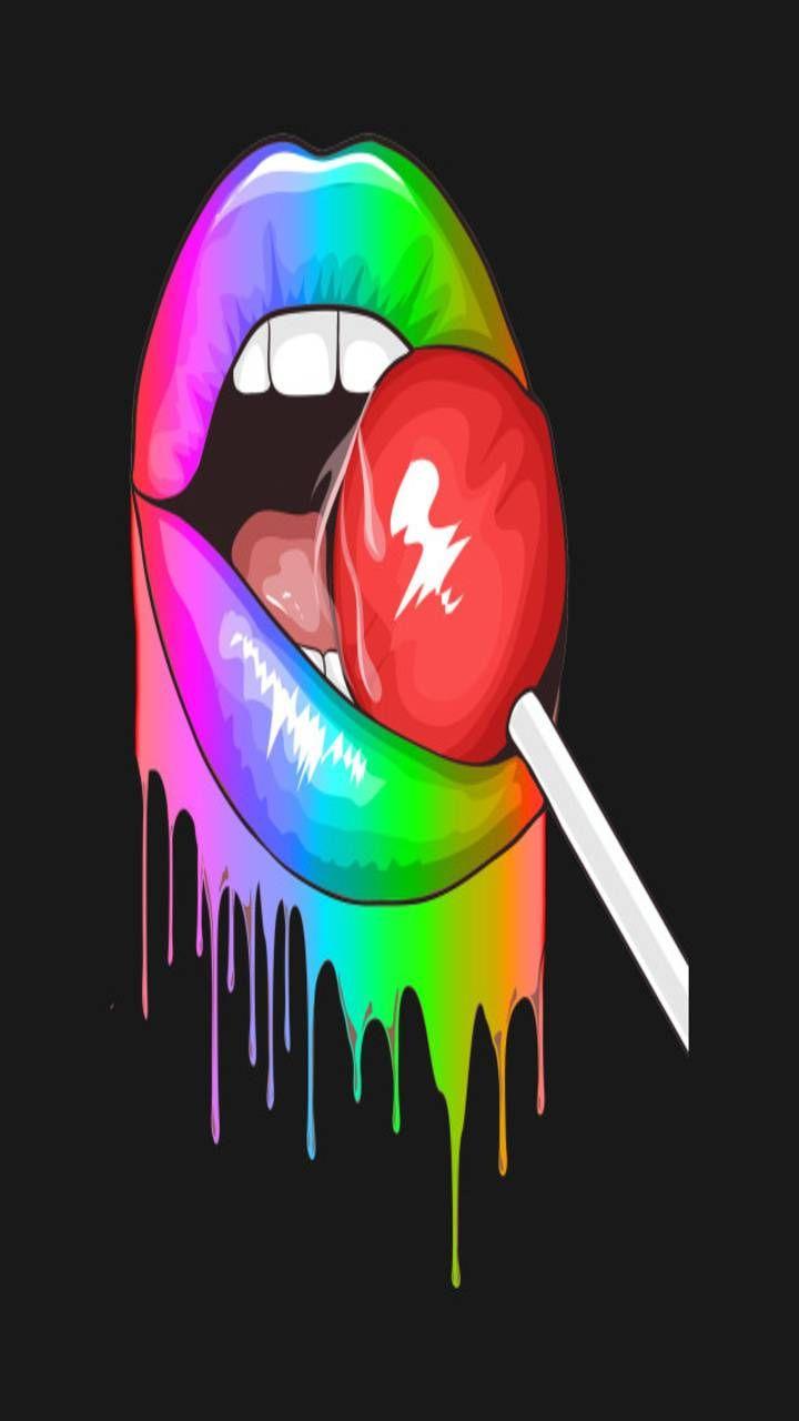 720x1280 Rainbow Candy Lips wallpaper
