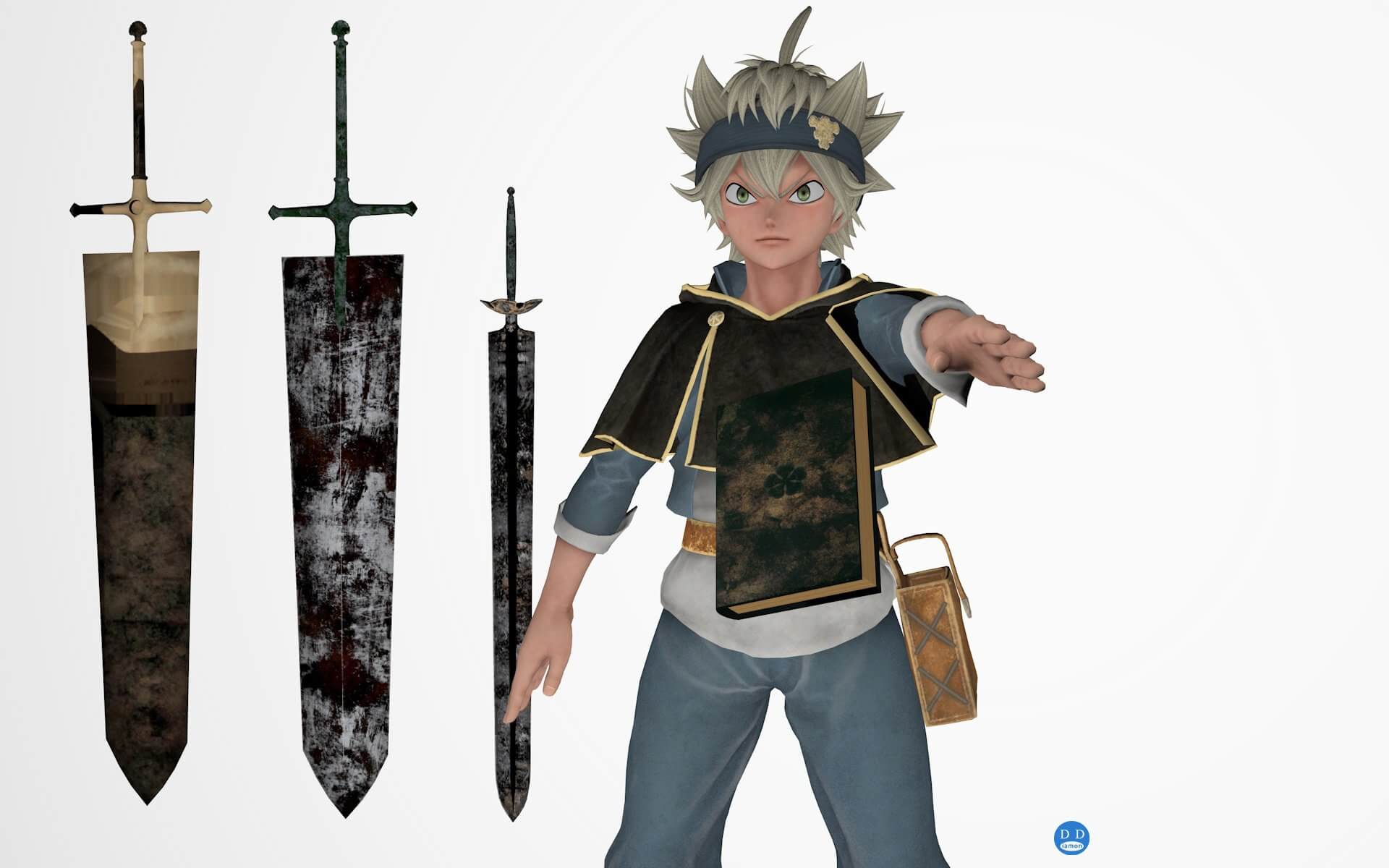 1920x1200 Asta Black Clover 3D model Rigged II 3D Render