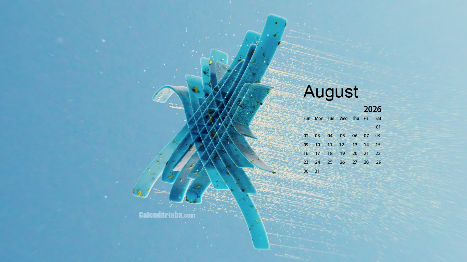 1601x901 August 2026 Desktop Wallpaper Calendar