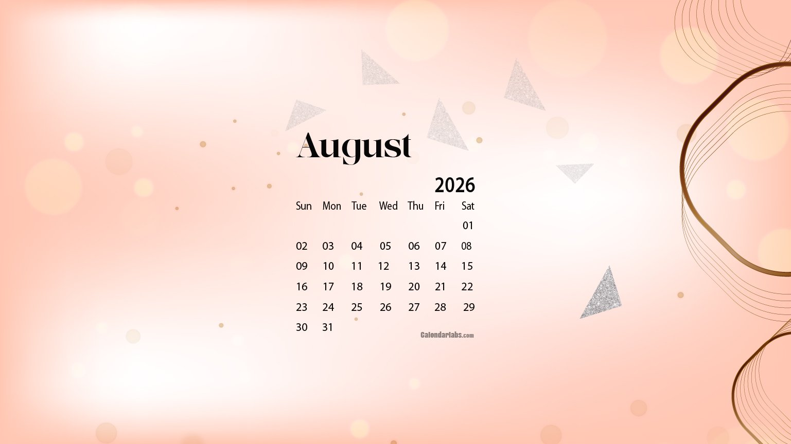 1537x864 August 2026 Desktop Wallpaper Calendar