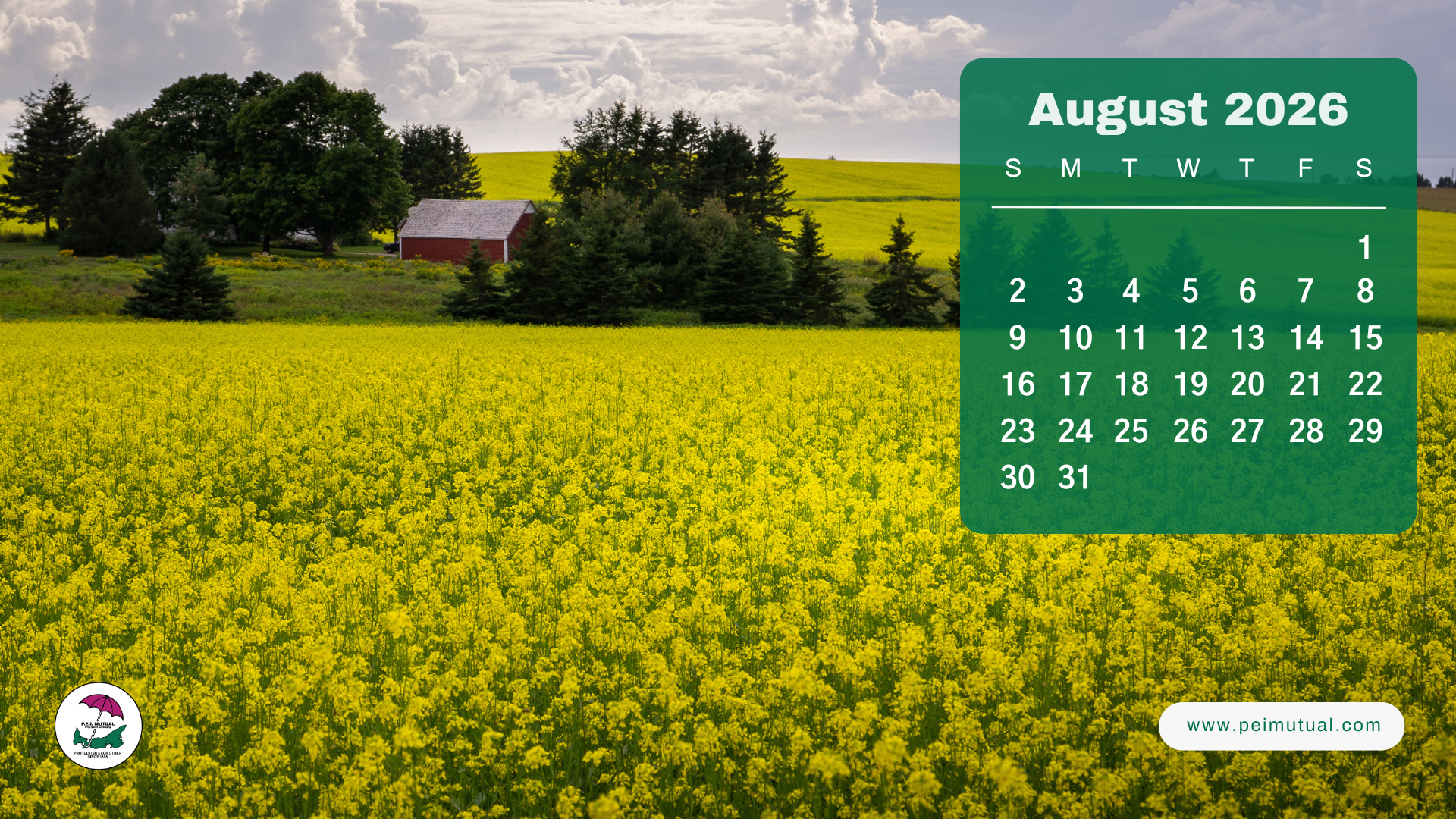 1920x1080 August 2026 Calendar Wallpaper