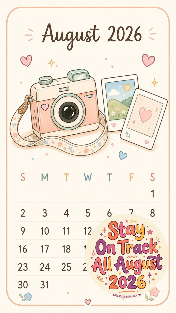736x1307 Aesthetic August 2026 Calendar Phone Wallpaper