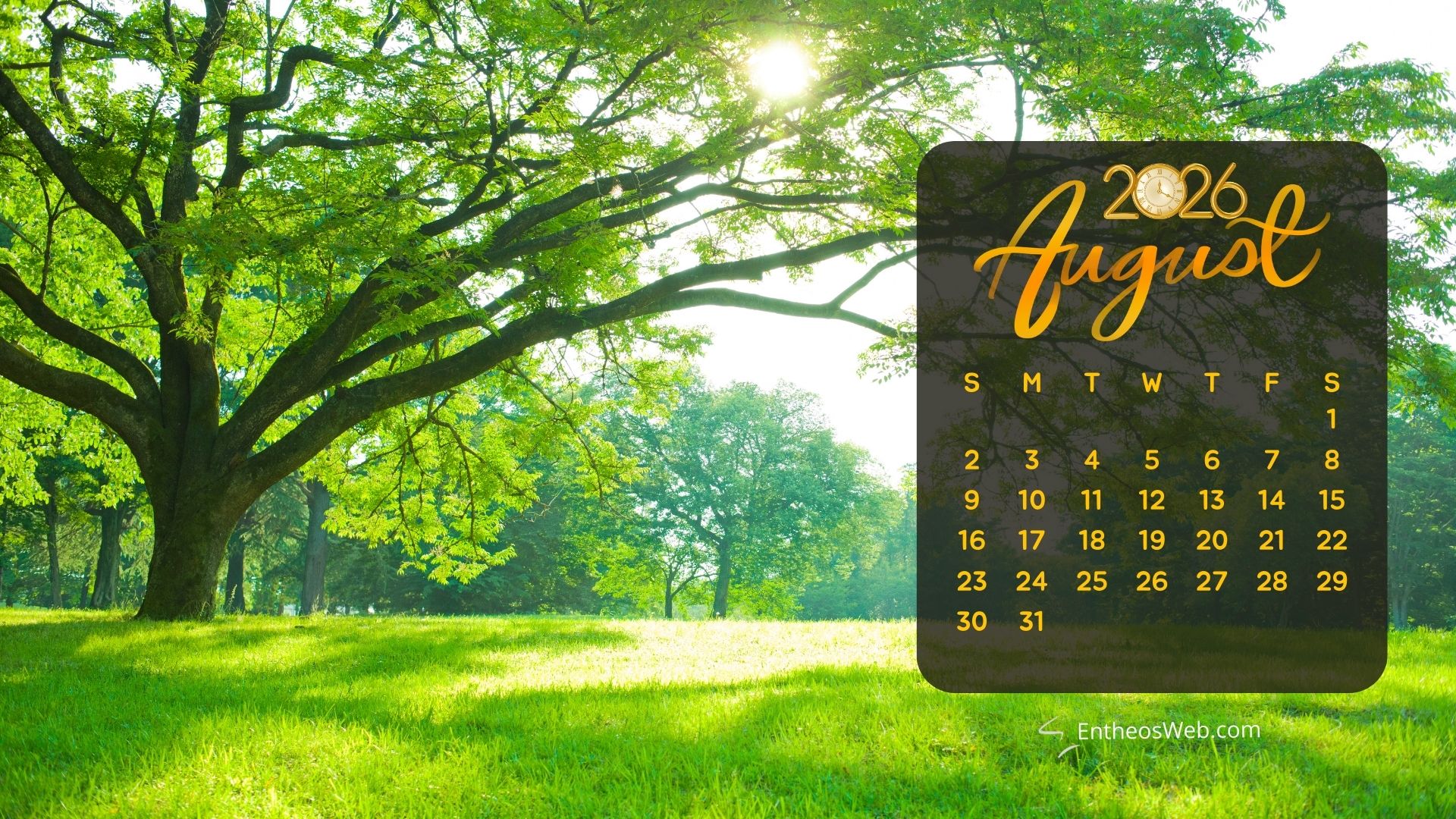 1920x1080 August 2026 Desktop Wallpaper Calendar