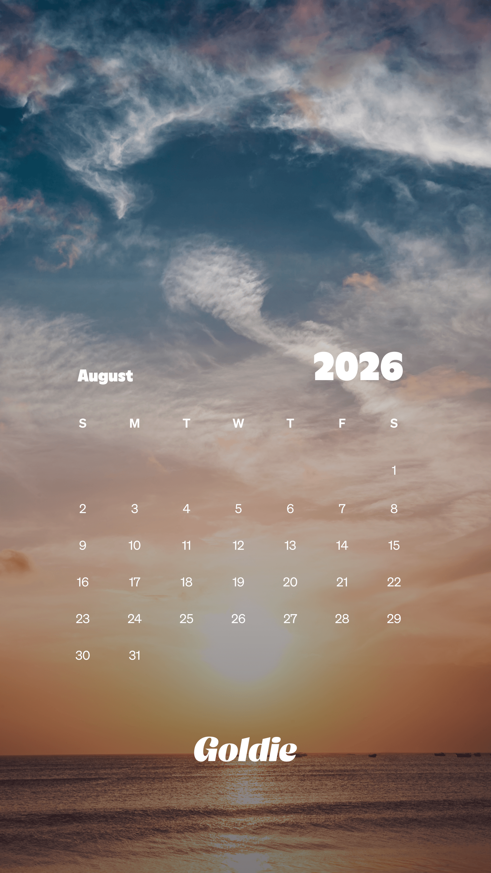 1620x2880 Free August 2026 Calendar Wallpaper