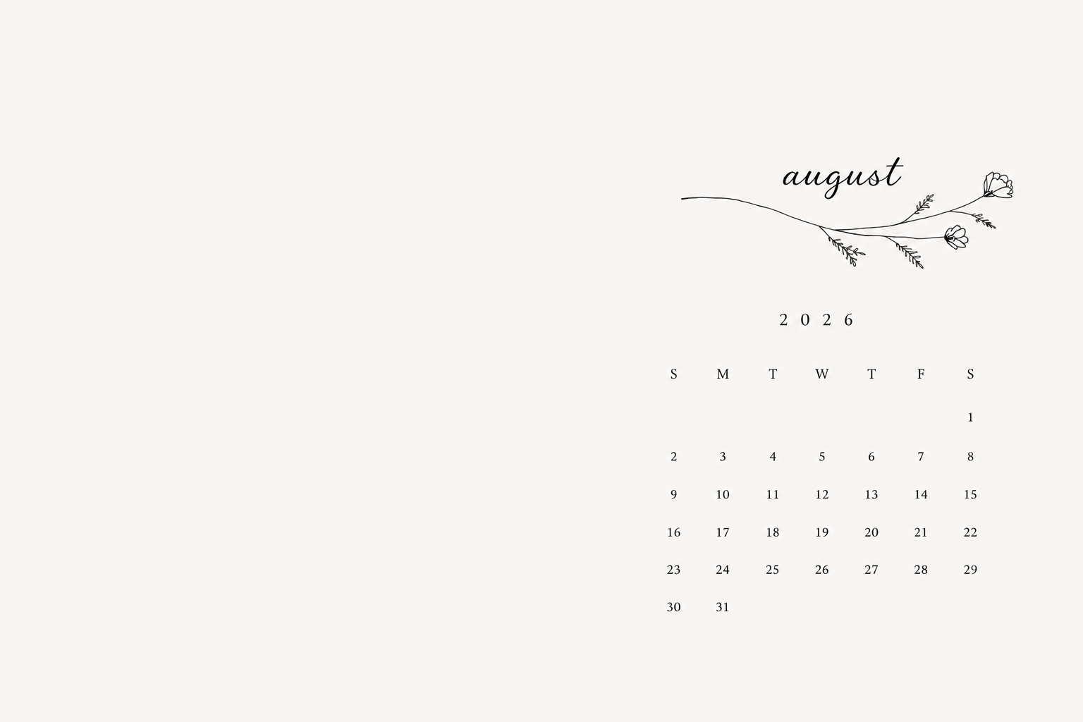 1536x1024 Free August 2026 Desktop Calendar Background (EASY DOWNLOAD)
