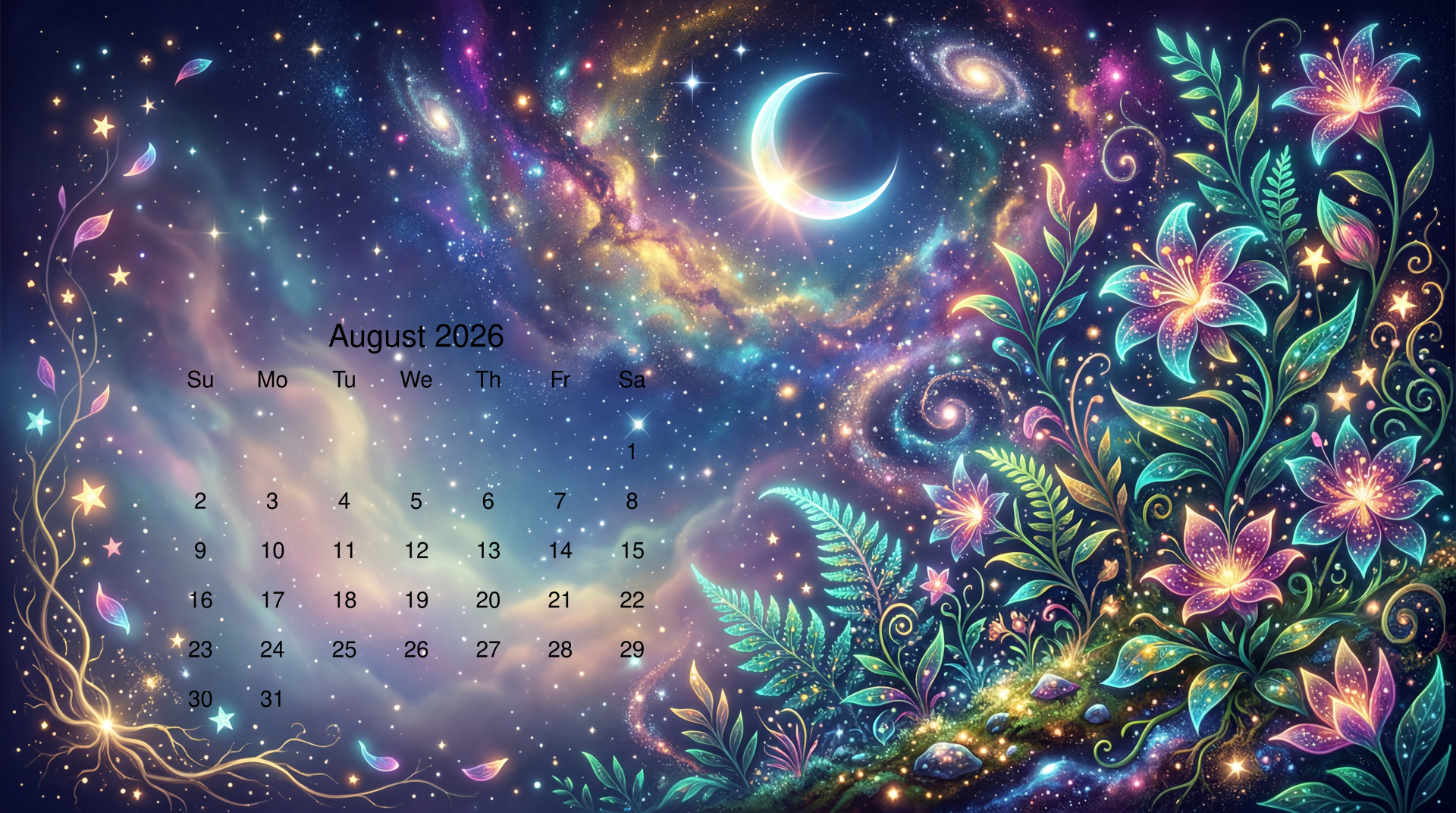 1920x1072 August 2026 Calendar
