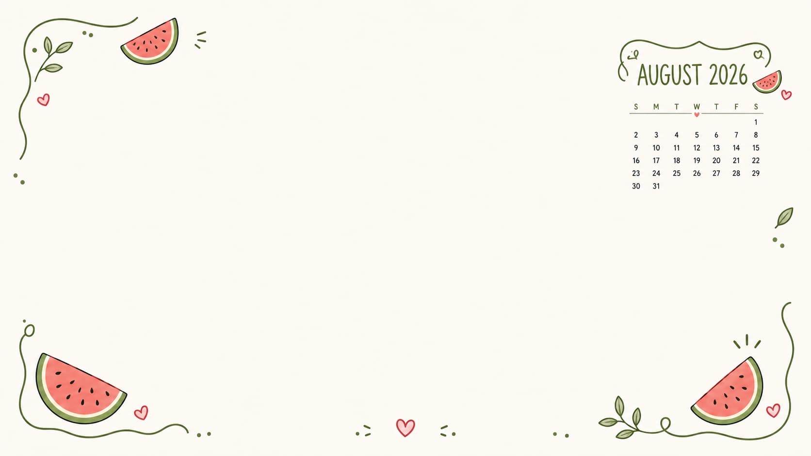 1672x941 August Calendar Wallpaper Desktop & Phone Background
