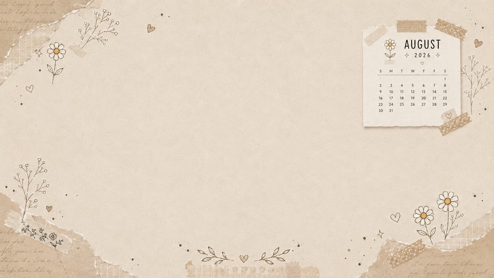 1672x941 August Calendar Wallpaper Desktop & Phone Background
