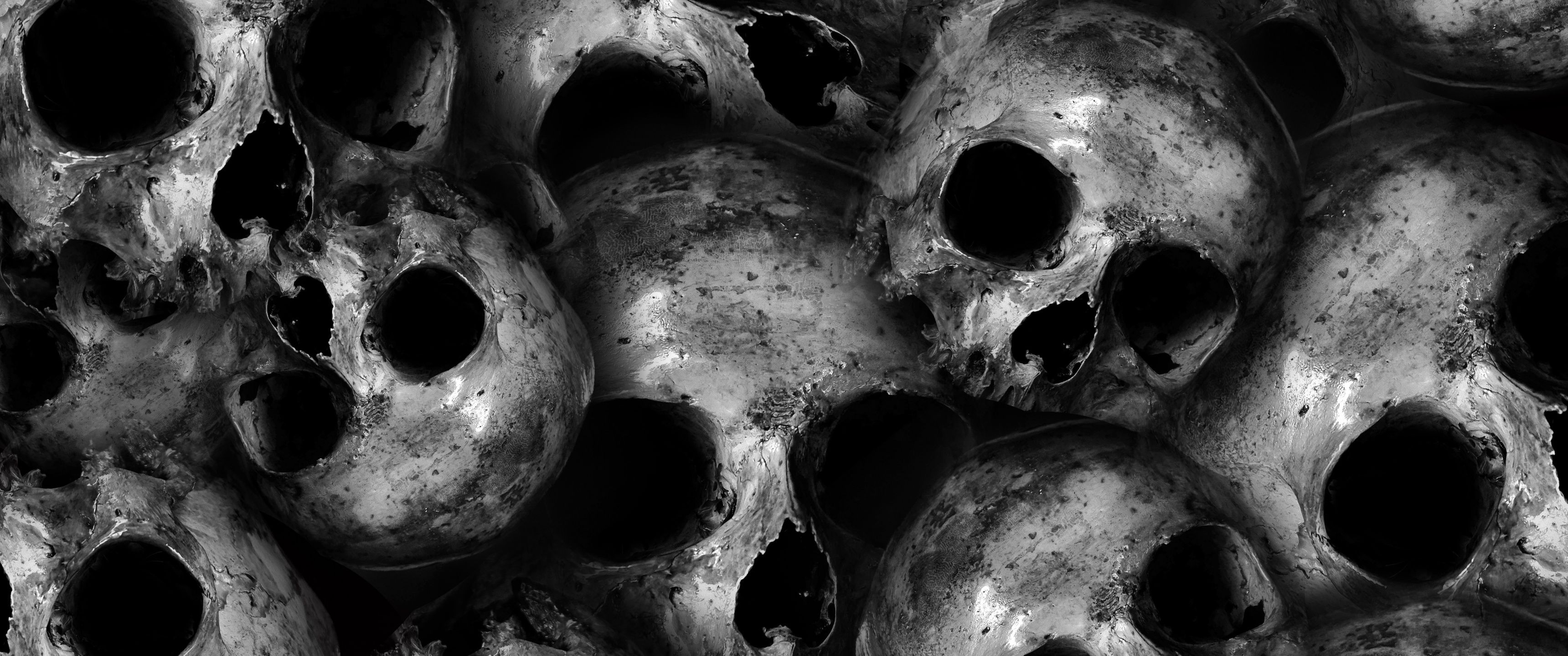 3440x1440 Skulls Wallpaper 4K, Scary, Monochrome, 5K