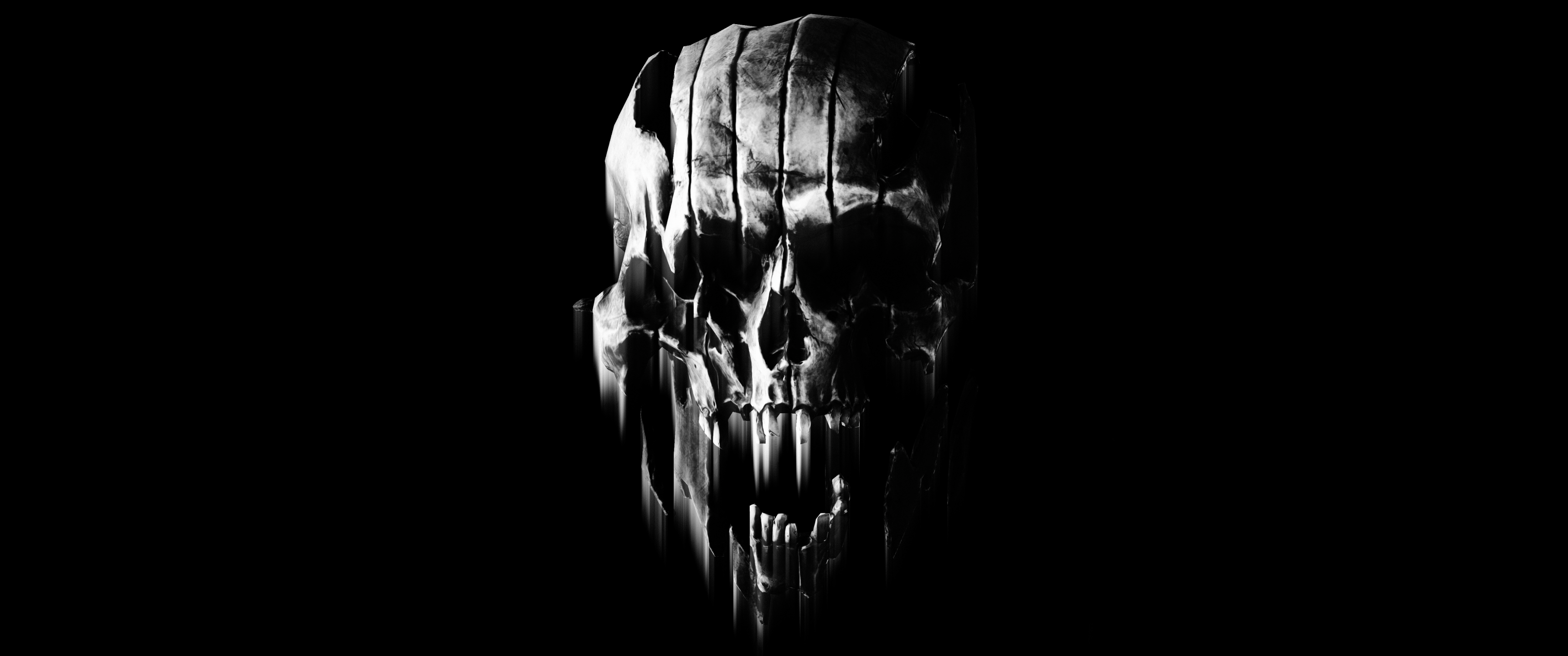 3440x1440 Skull Wallpaper 4K, AMOLED, Black background