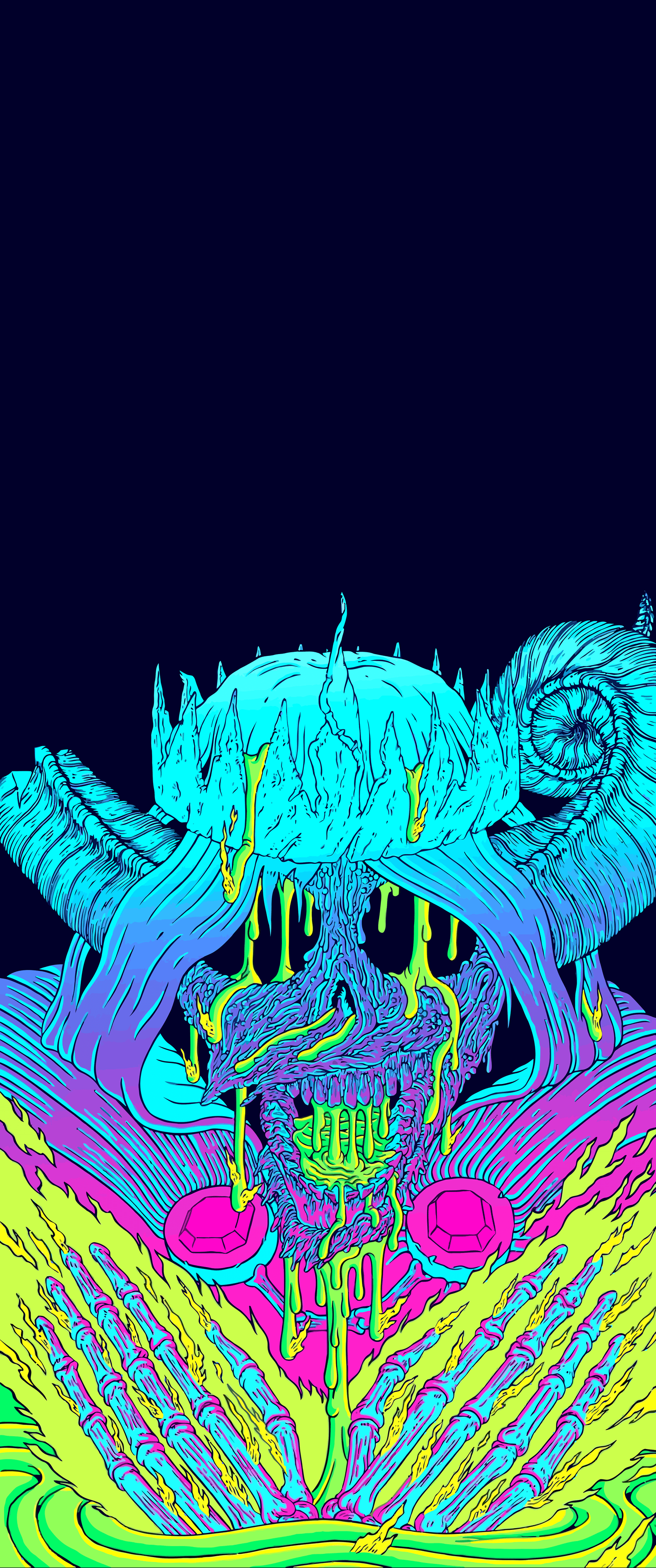 1440x3440 Neon Skull Ultrawide Wallpaper [3440x1440] [1440x3440] [png]