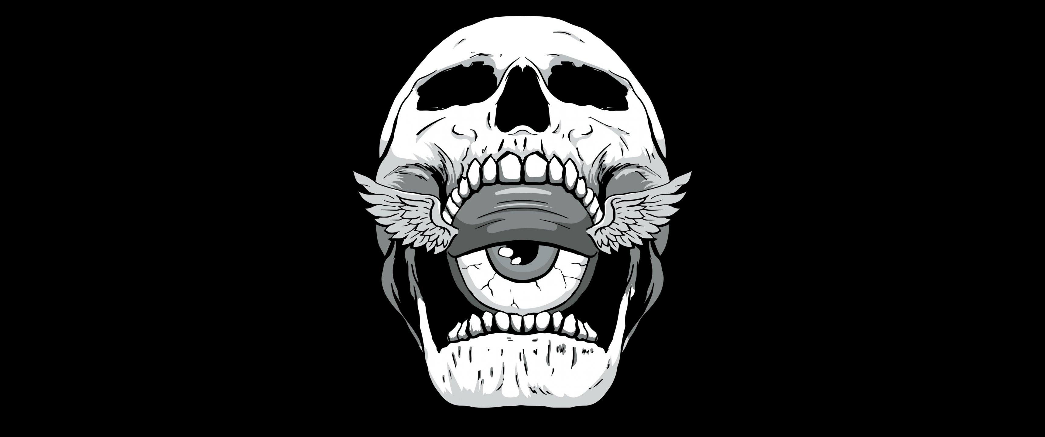 3440x1440 Skull Wallpaper 4K, Weirdcore, AMOLED, 5K
