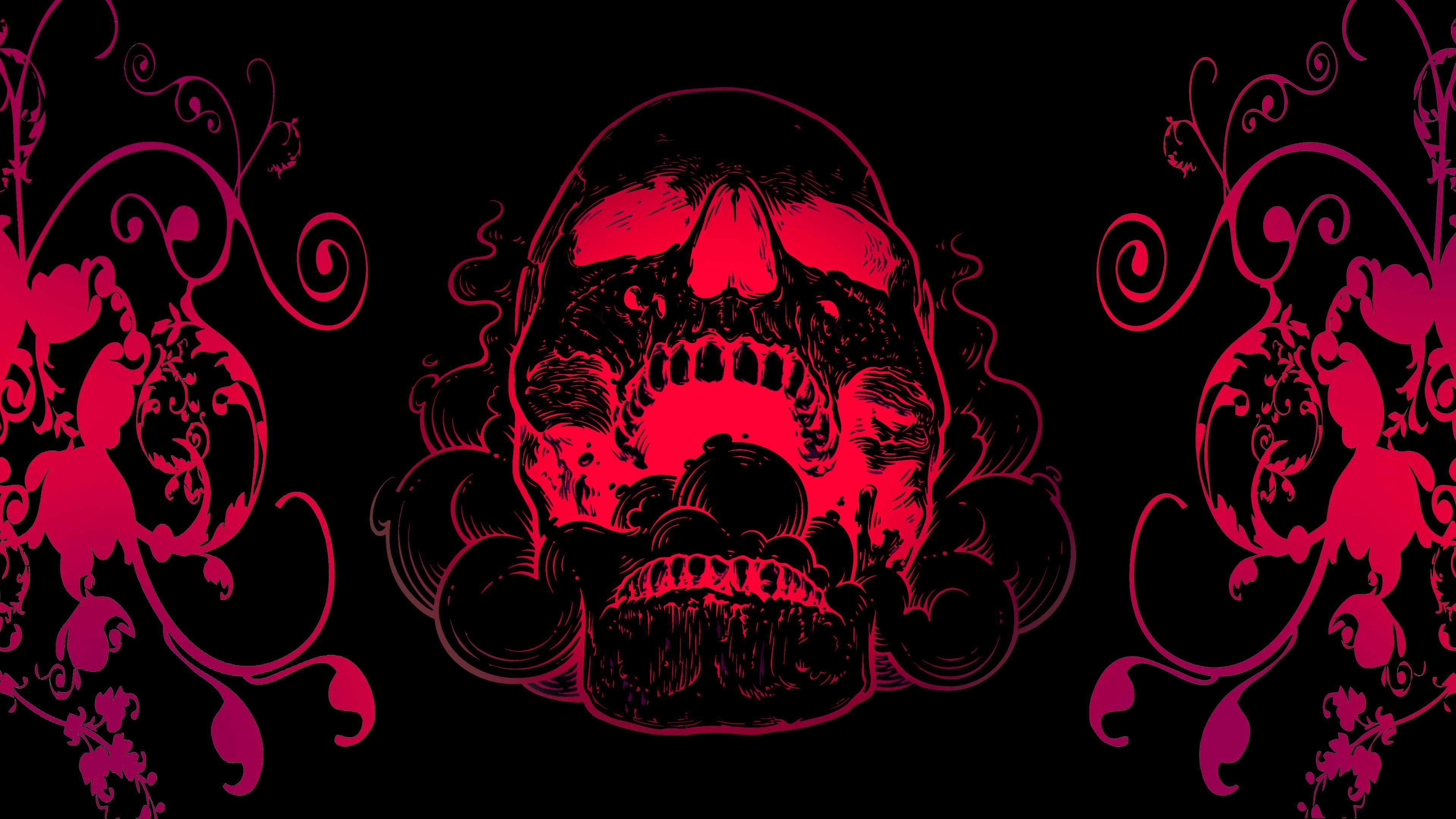 3840x2160 Desktop wallpaper: Skull, Dark 4K free download for PC. 873591