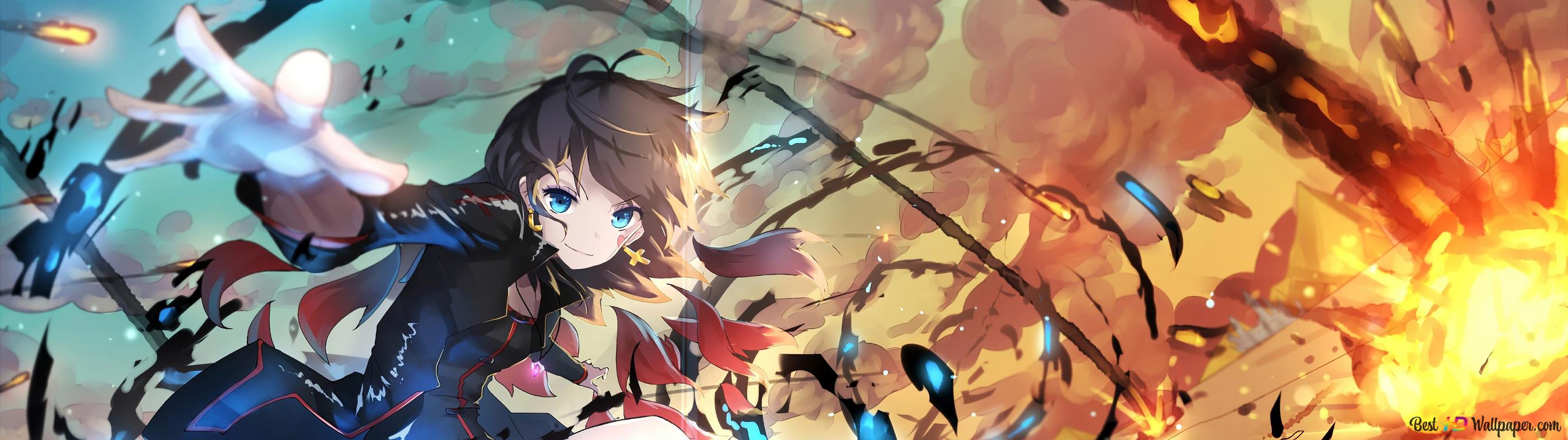 2732x768 Pixiv Fantasia Anime Girl 4K wallpaper download