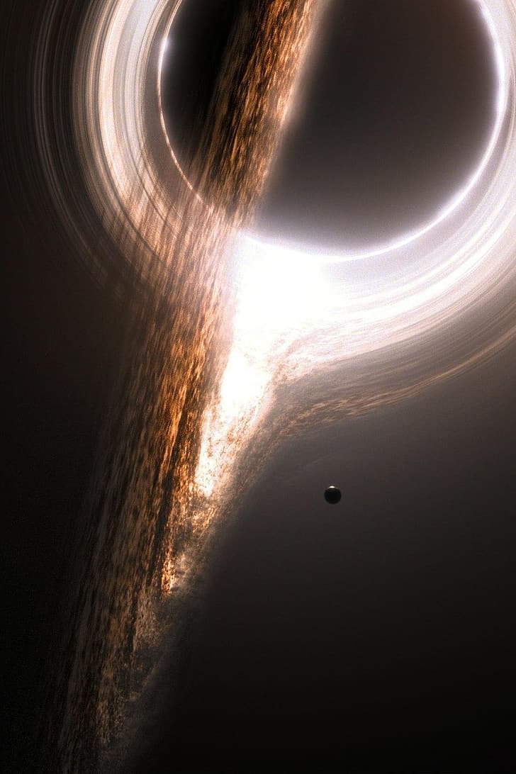 728x1092 HD wallpaper: Interstellar (movie), galaxy, stars, Moon, planet, black holes