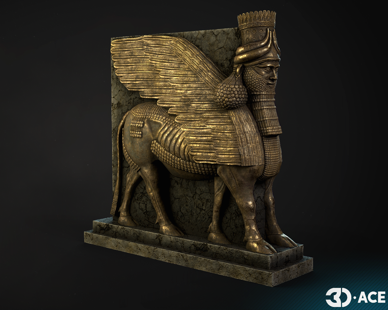 1280x1024 Lamassu lion statue
