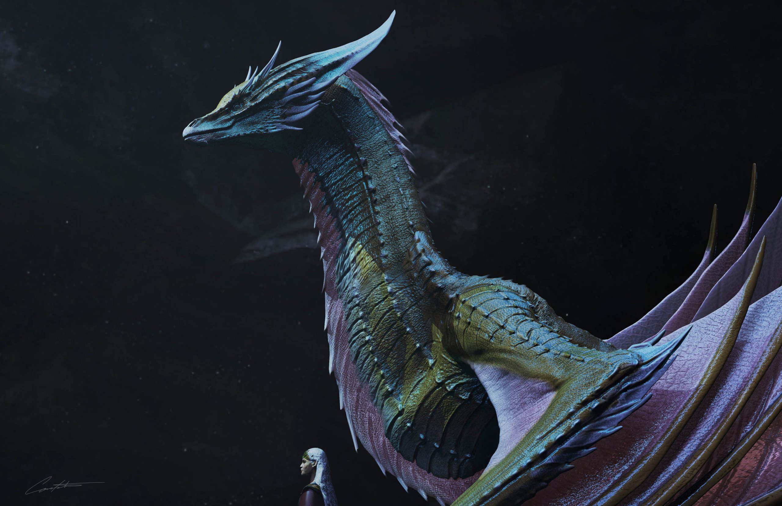 2560x1657 Sunfyre the Golden appears in official concept image from House of the Dragon artist Constantine Sekeris of Thrones